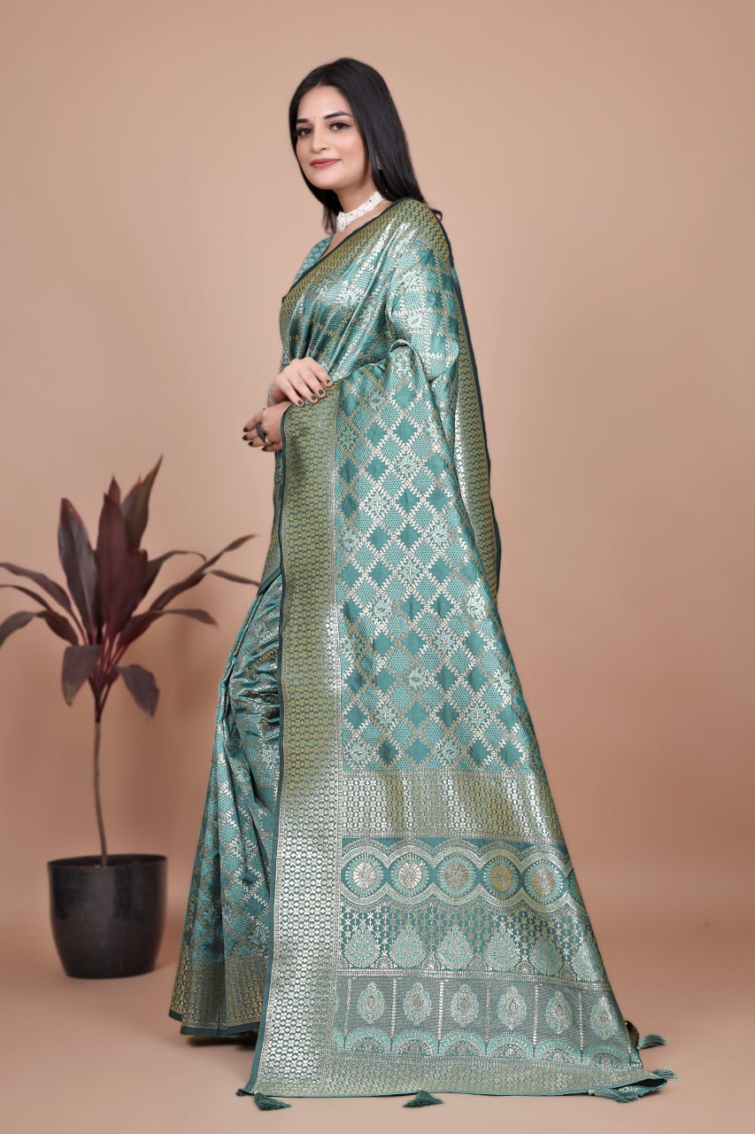 Sea Green Banarasi Silk Saree