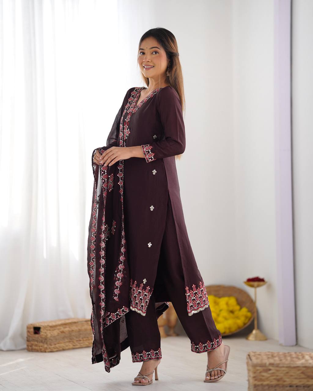 Presenting  New Real Modeling Designer Party Wear Look Top-Bottom and Dupatta With Heavy Embroidery Work