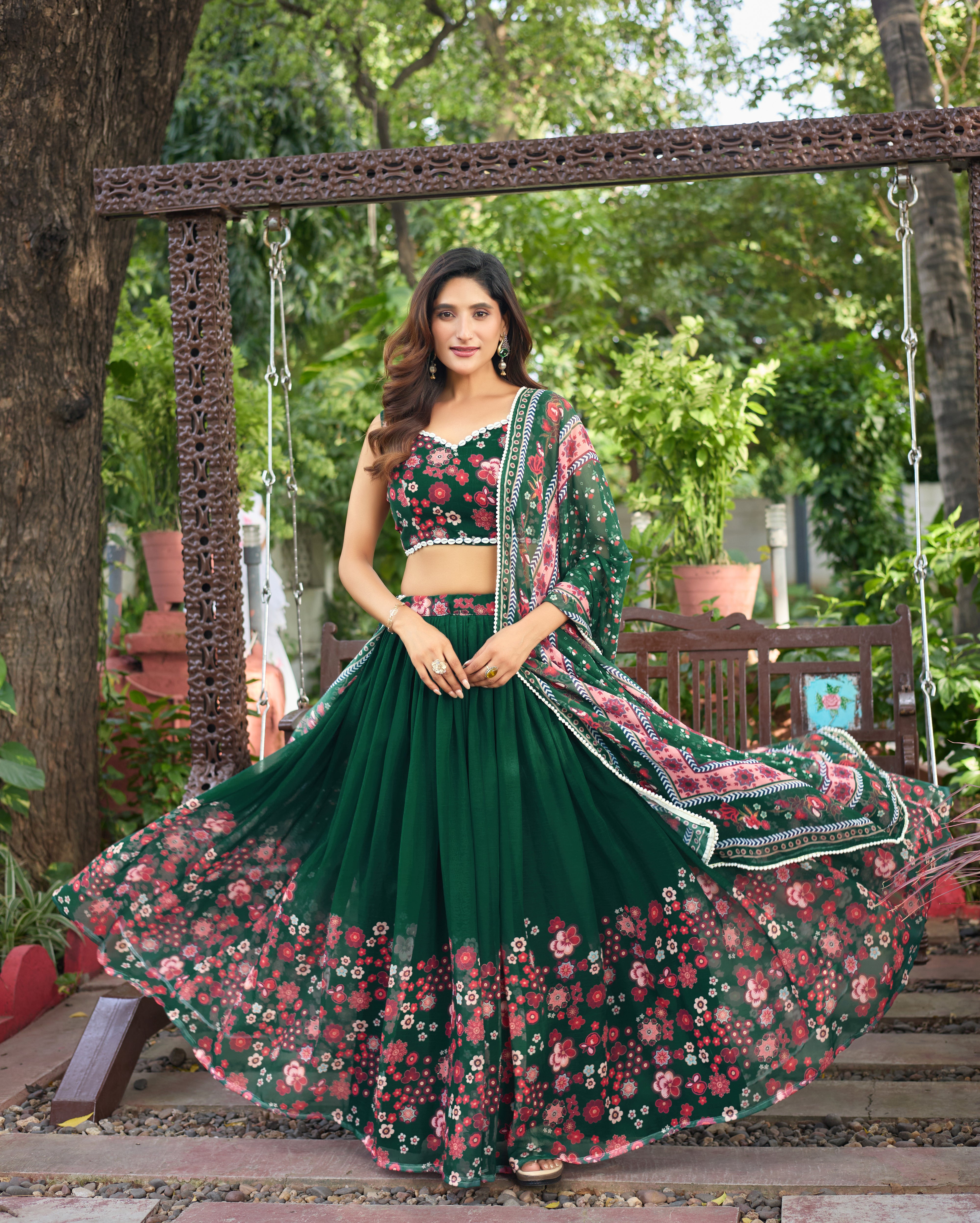 Twirl into elegance with this gorgeous floral lehenga