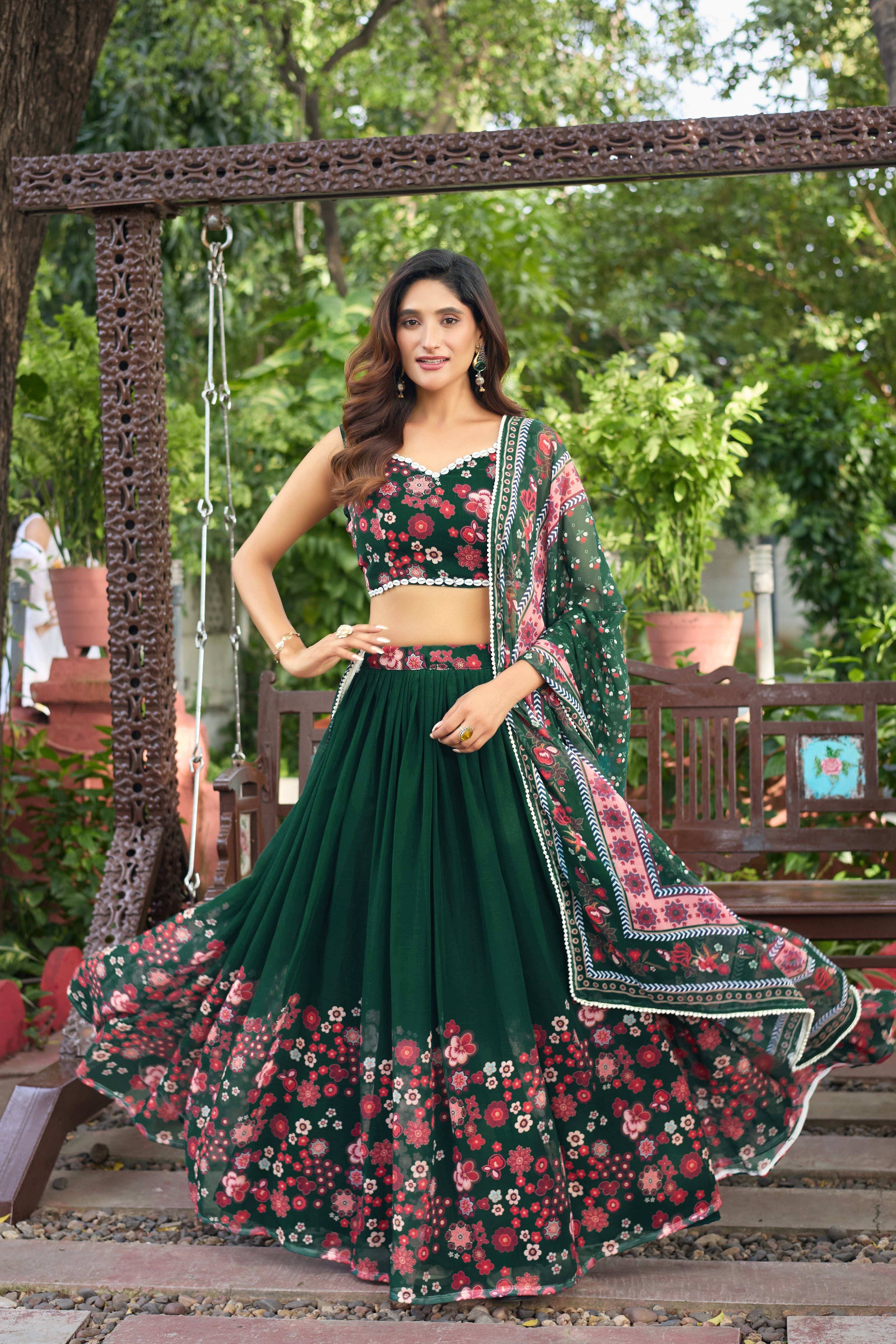 Twirl into elegance with this gorgeous floral lehenga