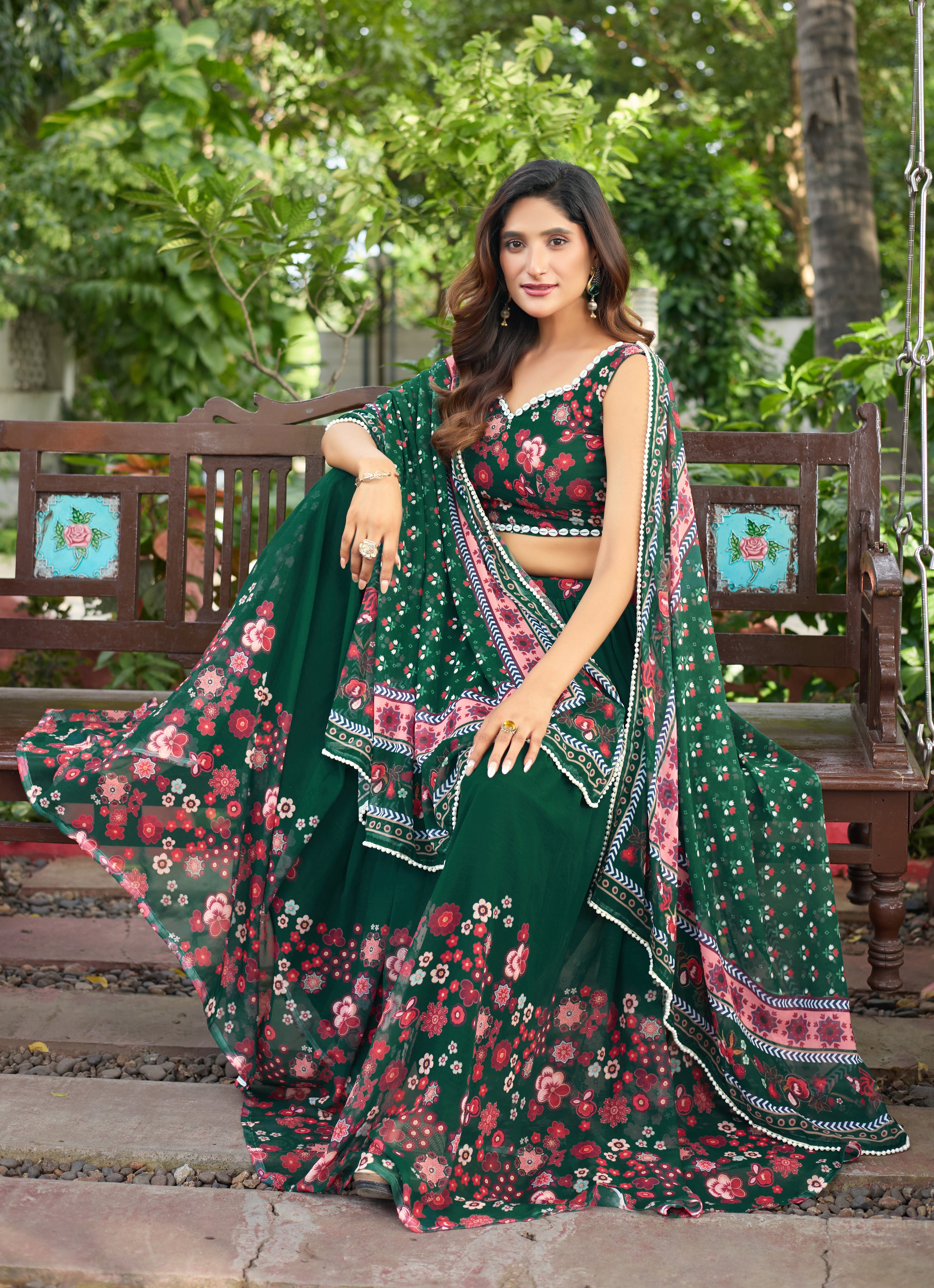 Twirl into elegance with this gorgeous floral lehenga