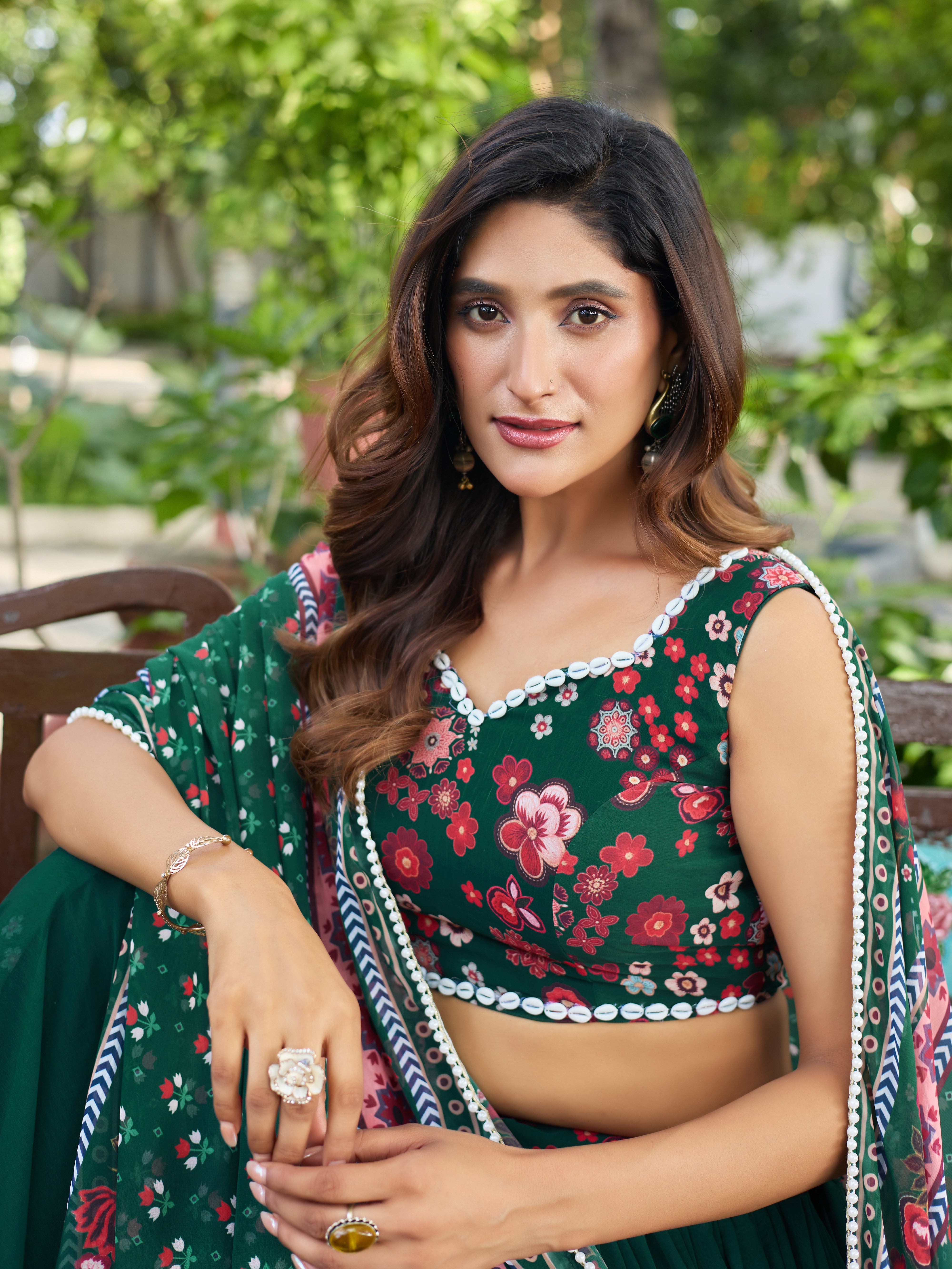 Twirl into elegance with this gorgeous floral lehenga