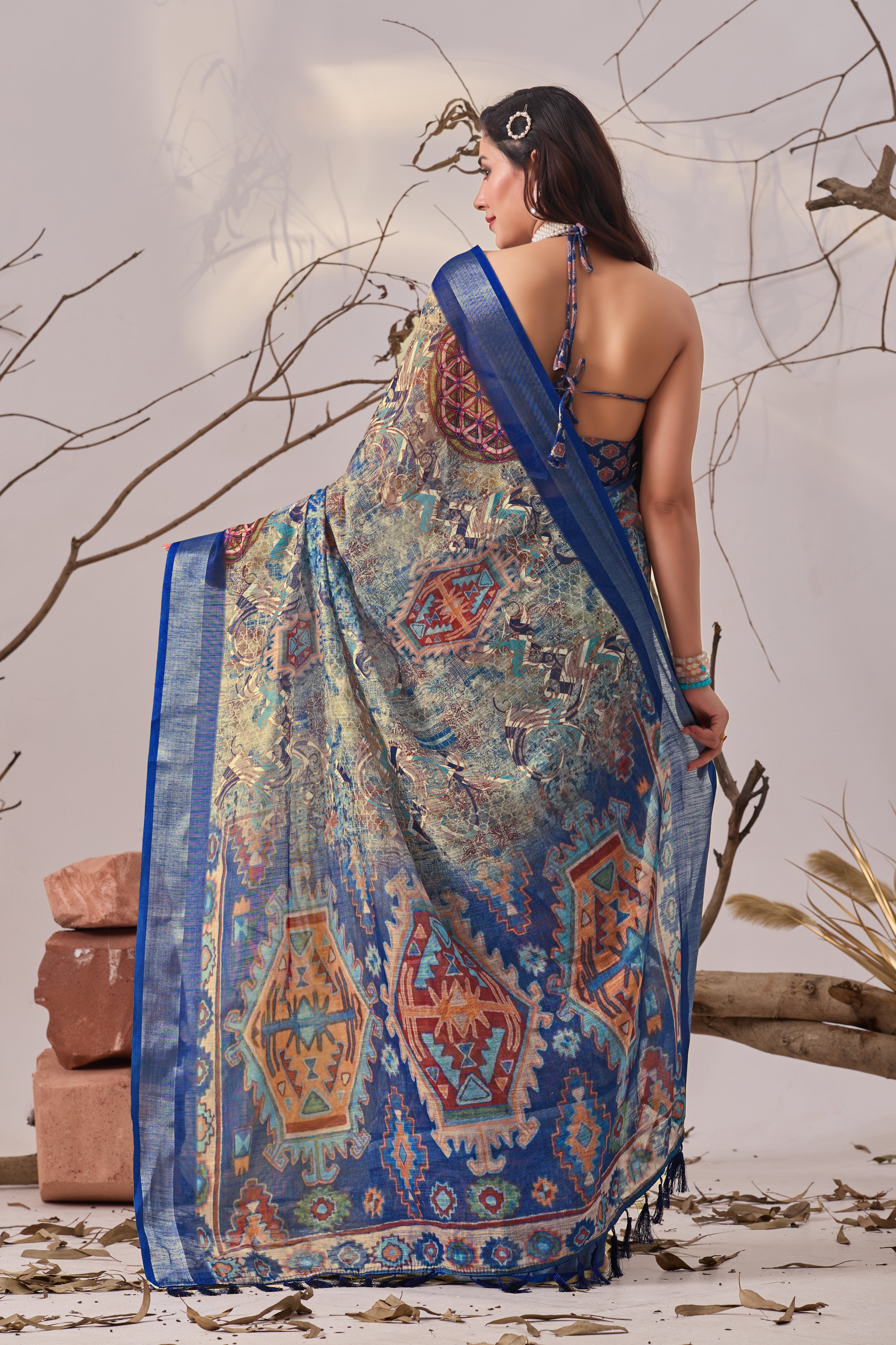 Premium Linen Cotton with Exquisite Digital Printed Patola Design