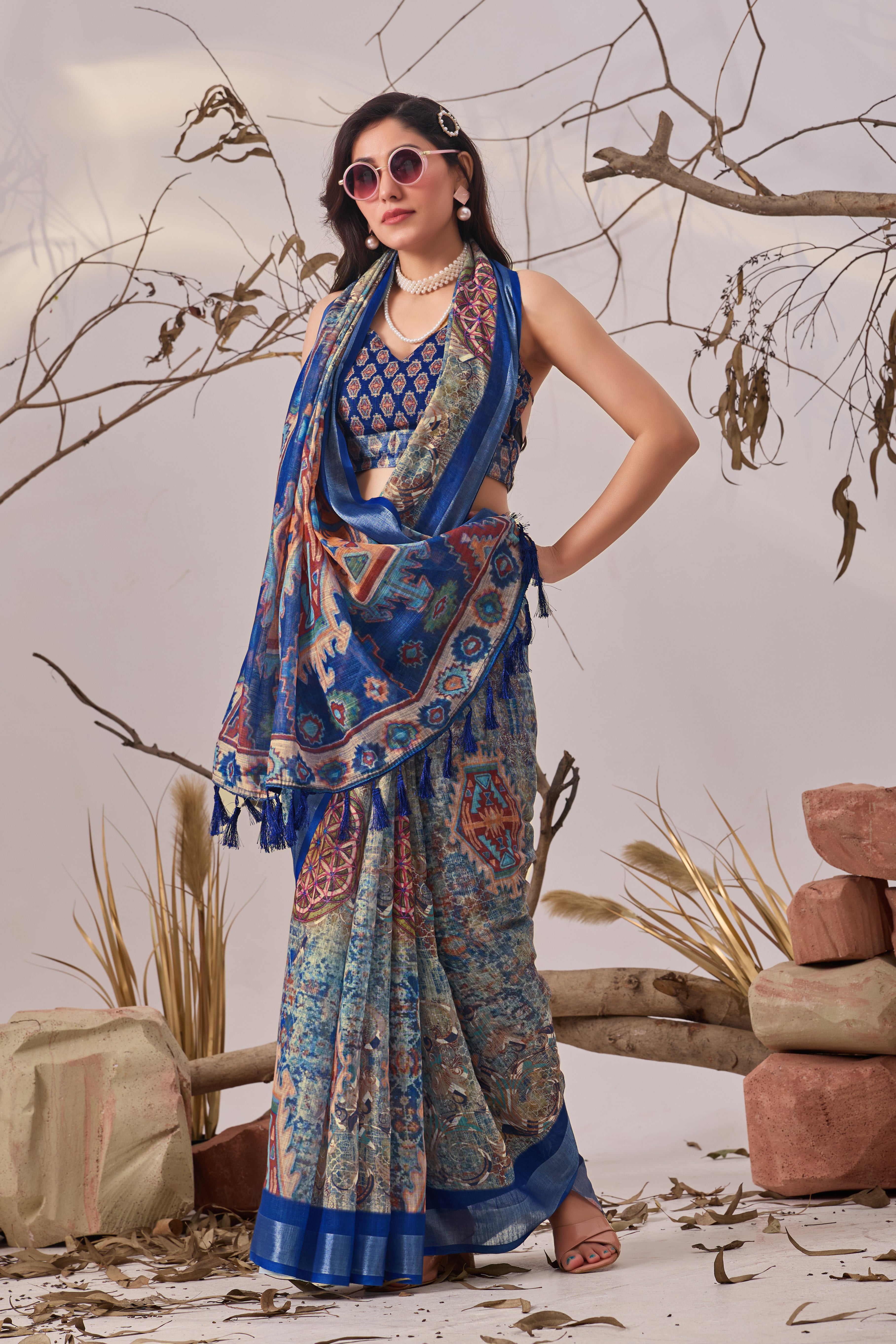 Premium Linen Cotton with Exquisite Digital Printed Patola Design