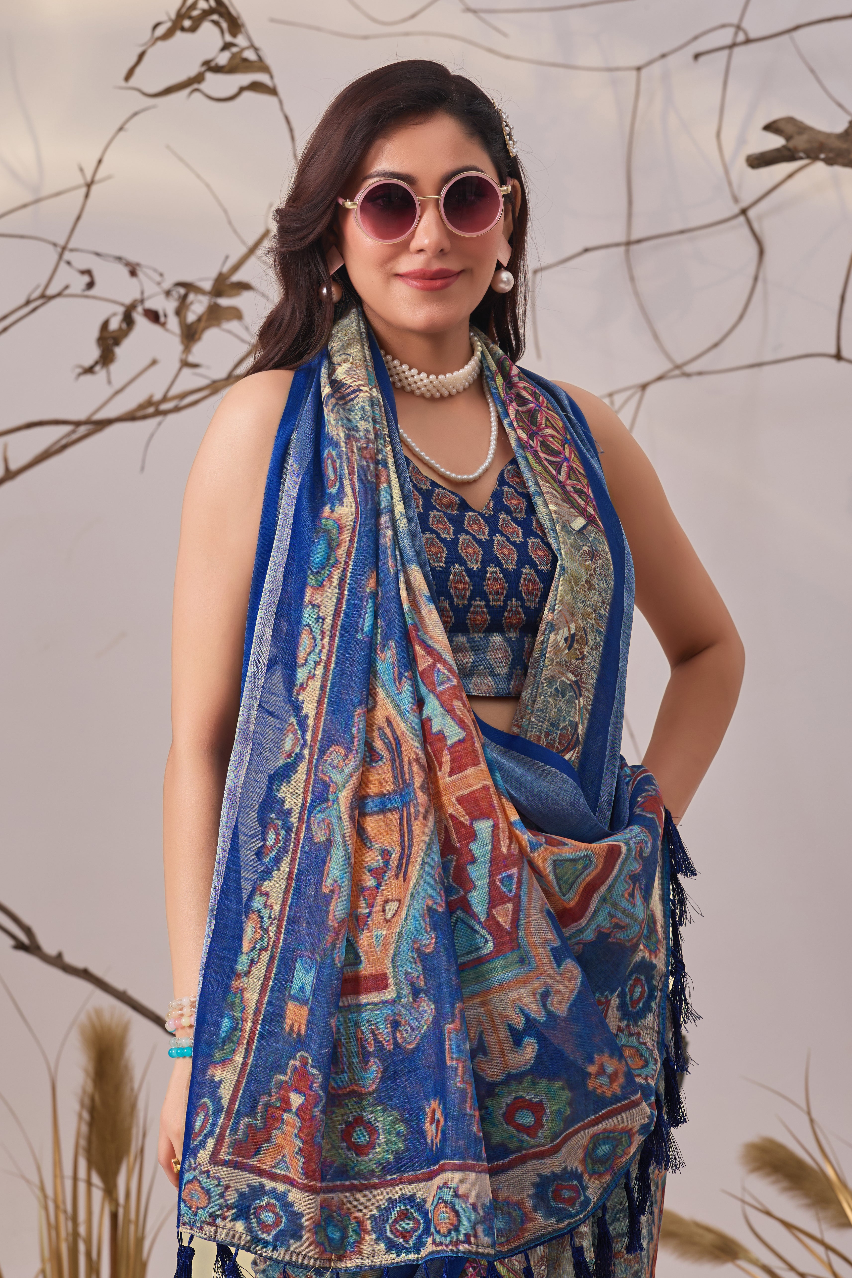 Premium Linen Cotton with Exquisite Digital Printed Patola Design