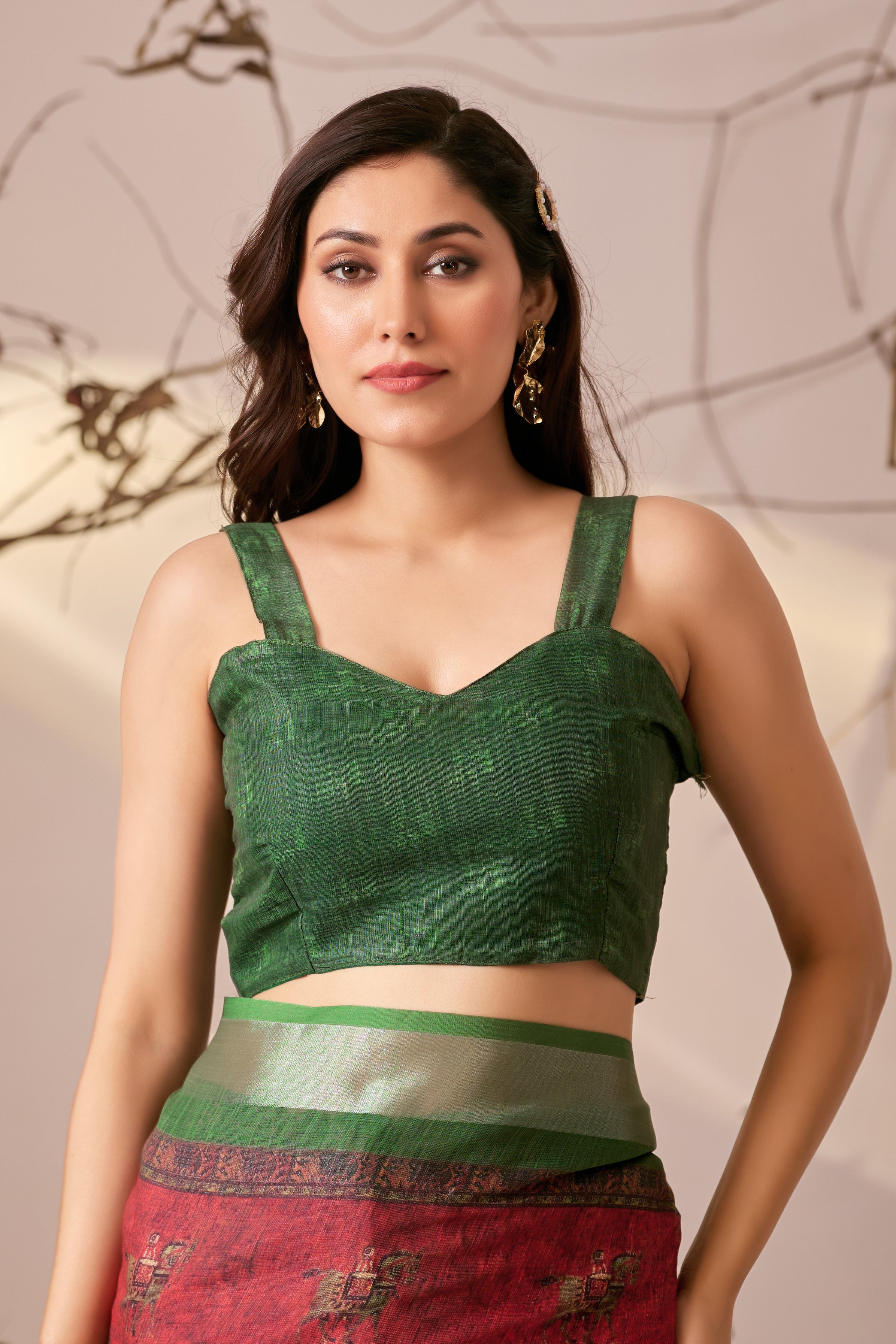 Premium Linen Cotton Saree with Traditional Digital Weaving Print