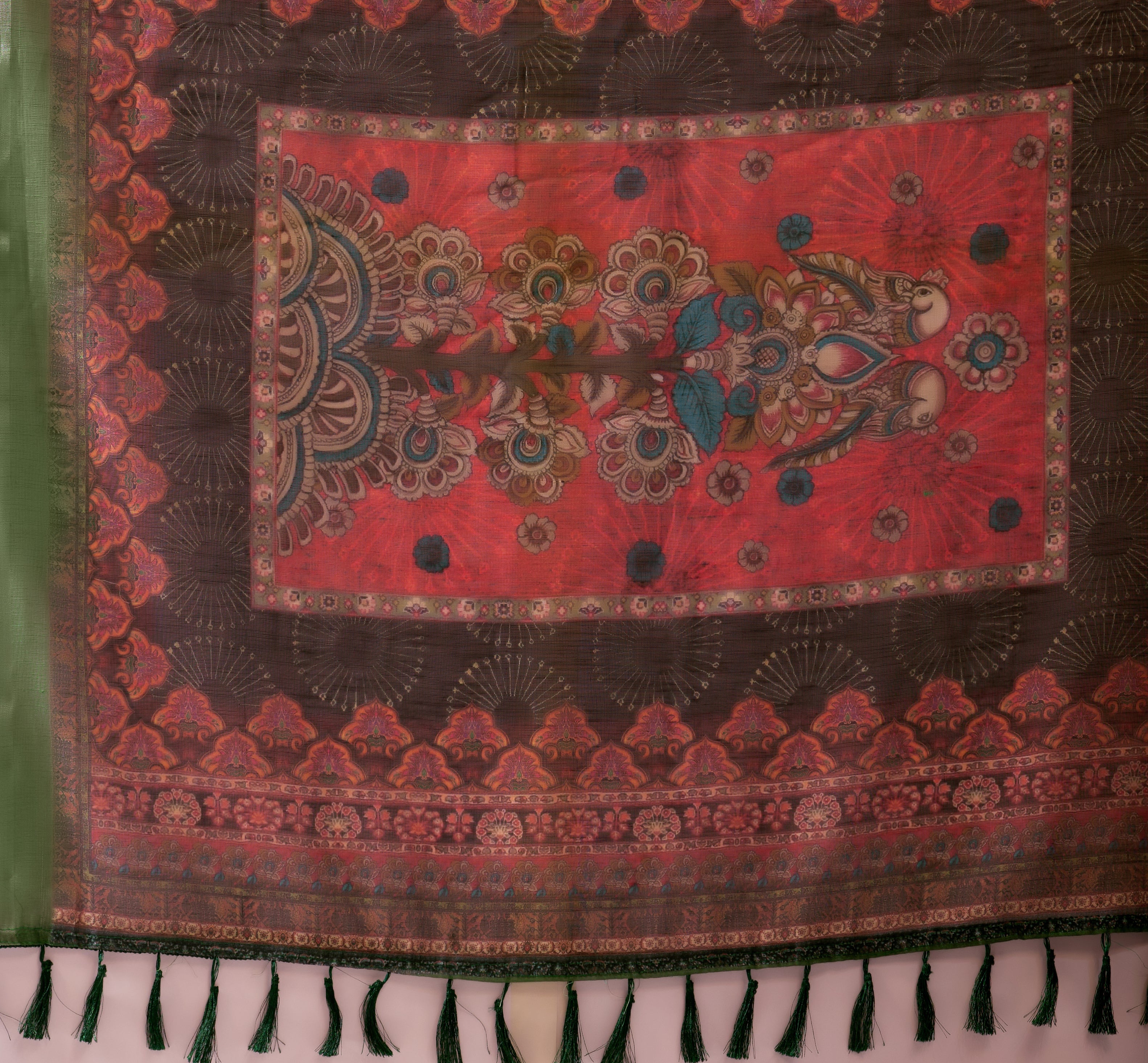 Premium Linen Cotton Saree with Traditional Digital Weaving Print