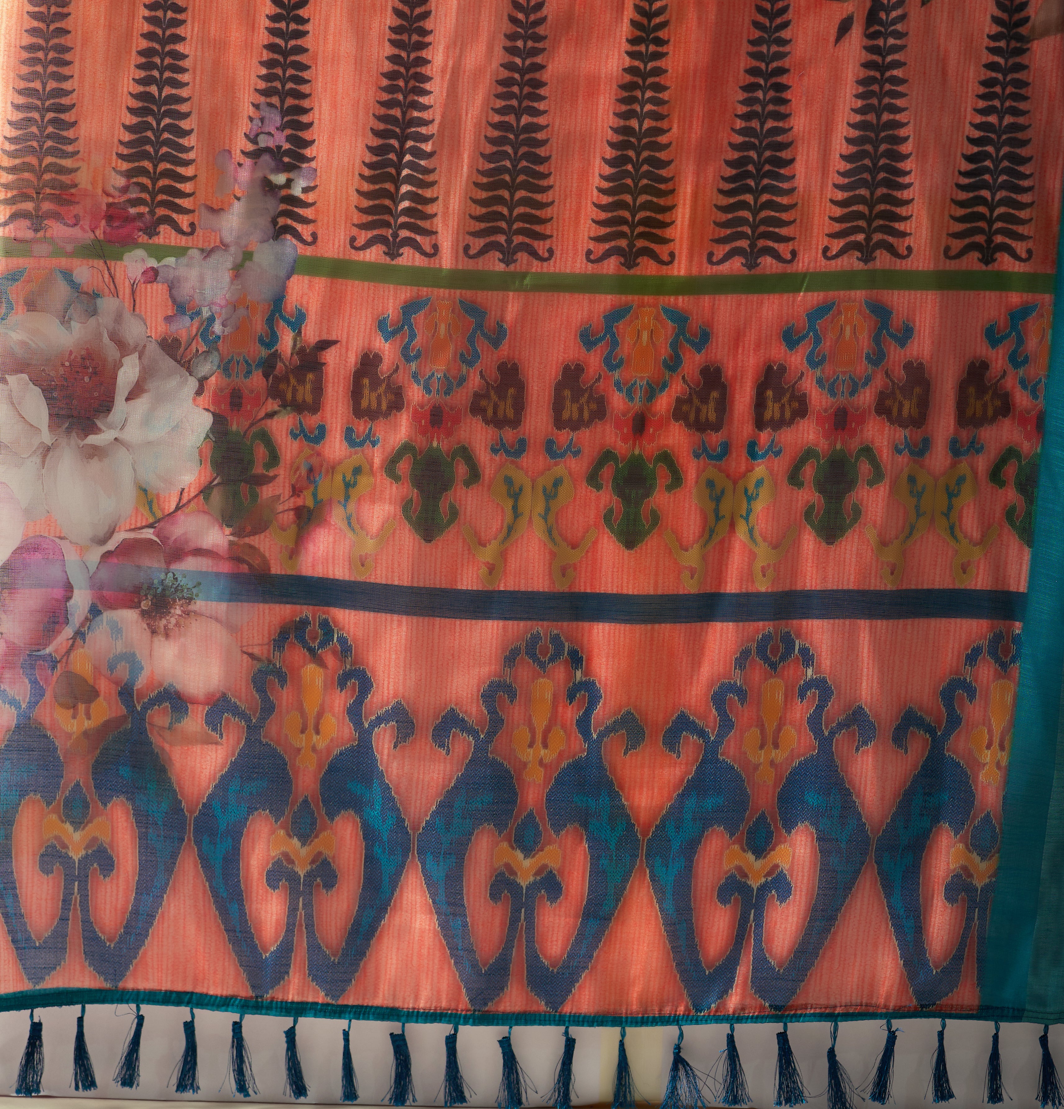 Premium Linen Cotton Saree with Elegant Digital Floral