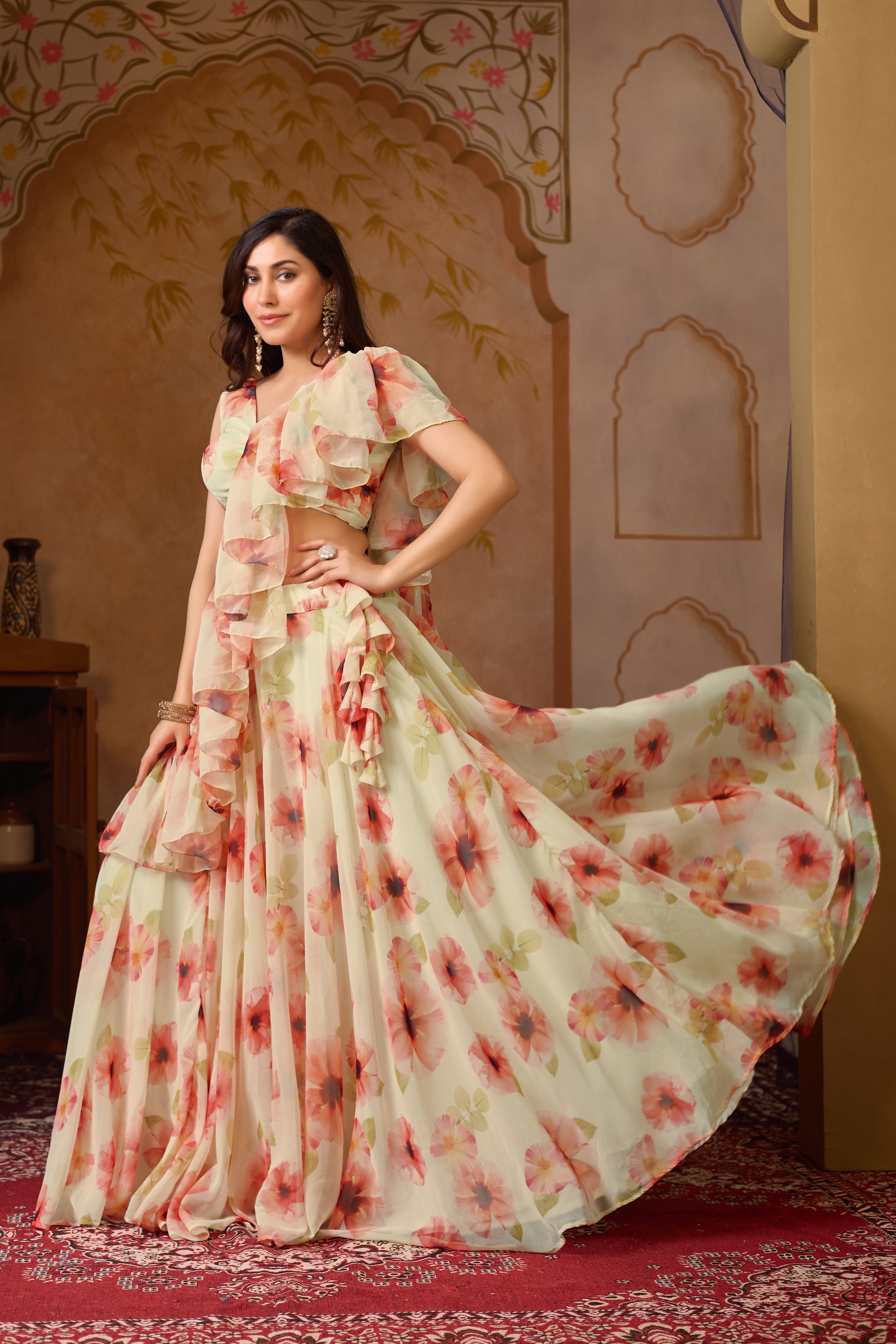 Spin with confidence in this floral fantasy – fashion that blooms endlessly!