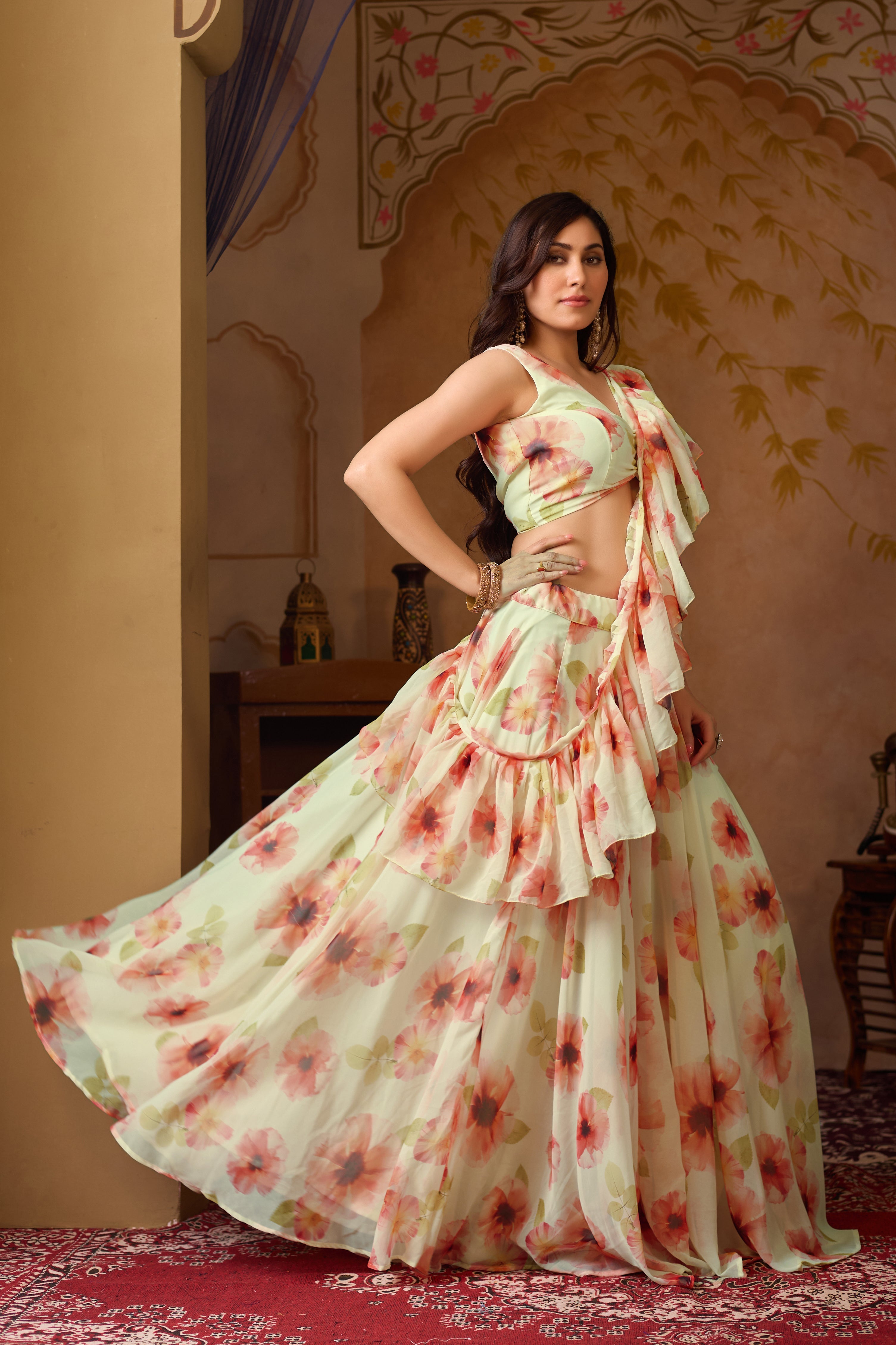 Spin with confidence in this floral fantasy – fashion that blooms endlessly!