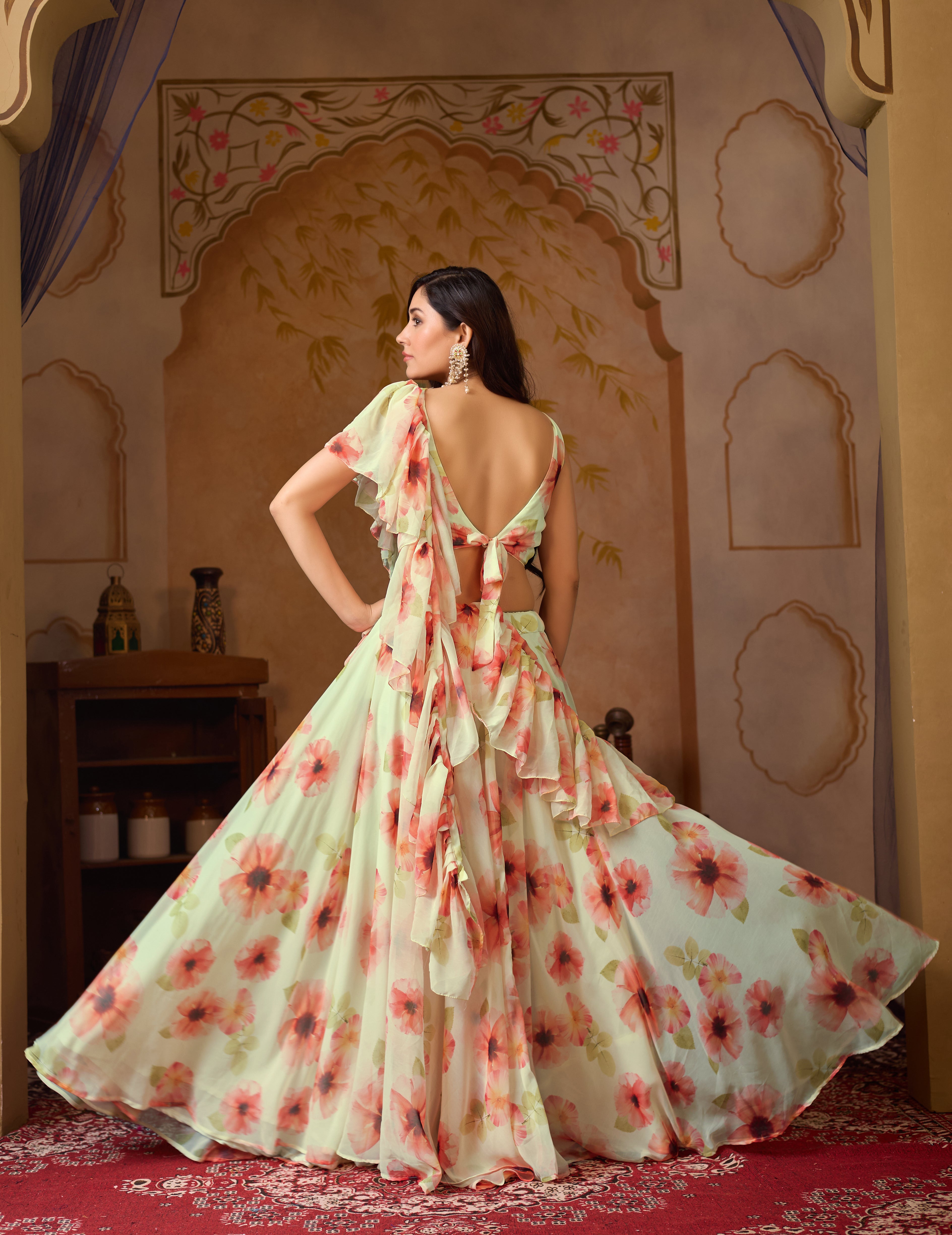 Spin with confidence in this floral fantasy – fashion that blooms endlessly!