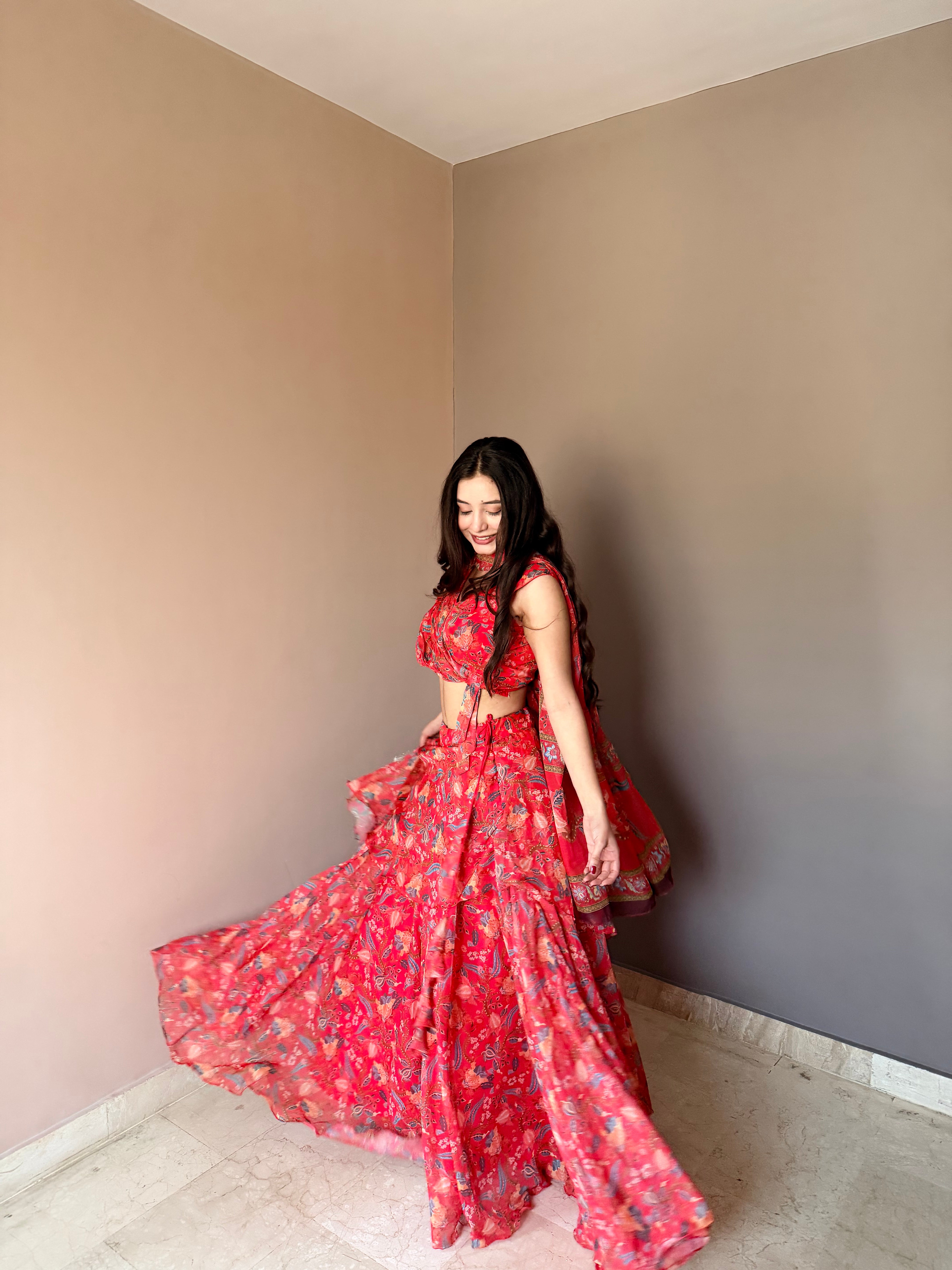 Designer Party Wear Floral Lehenga Choli Set