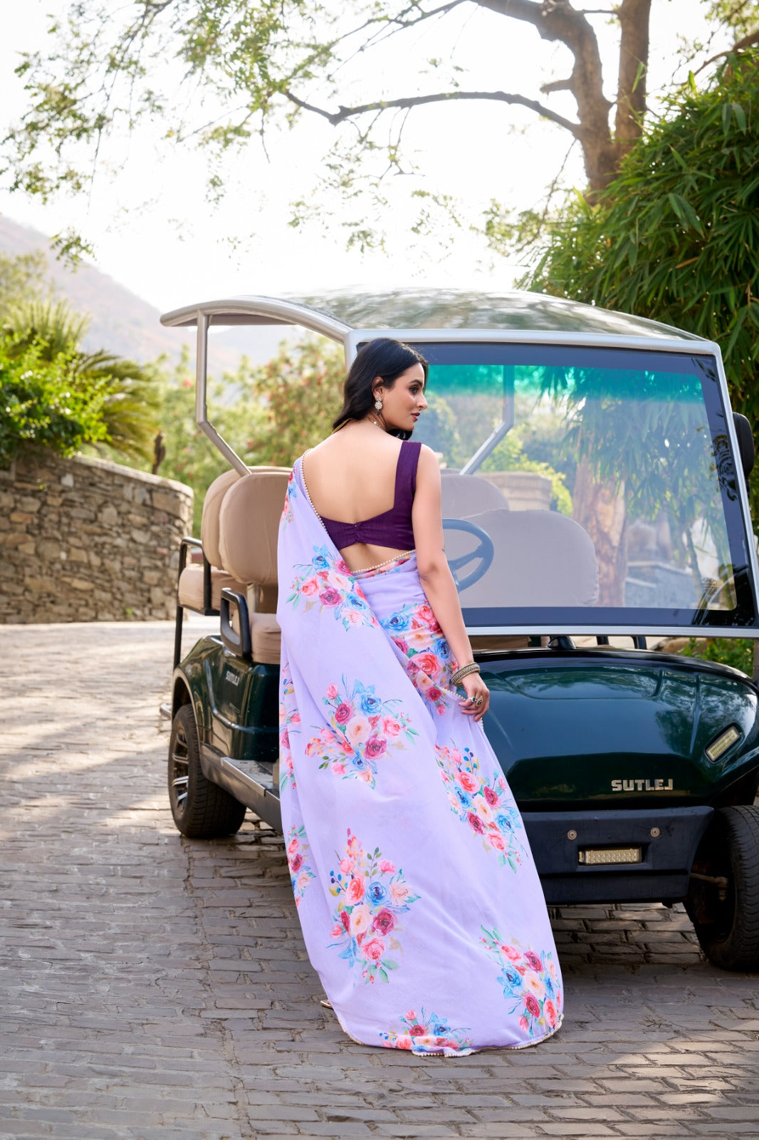 Weightless charm, pearled grace Saree