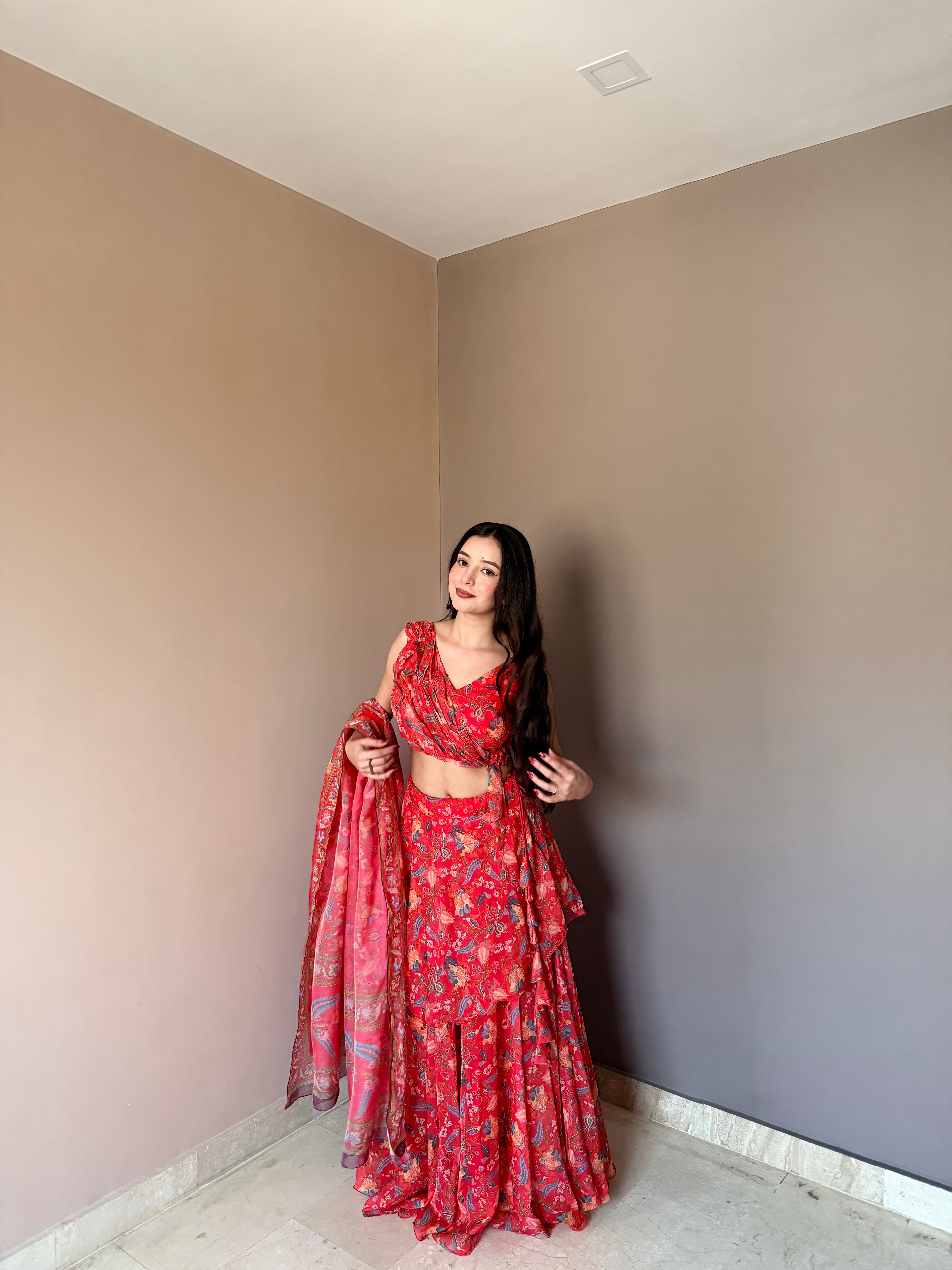 Designer Party Wear Floral Lehenga Choli Set