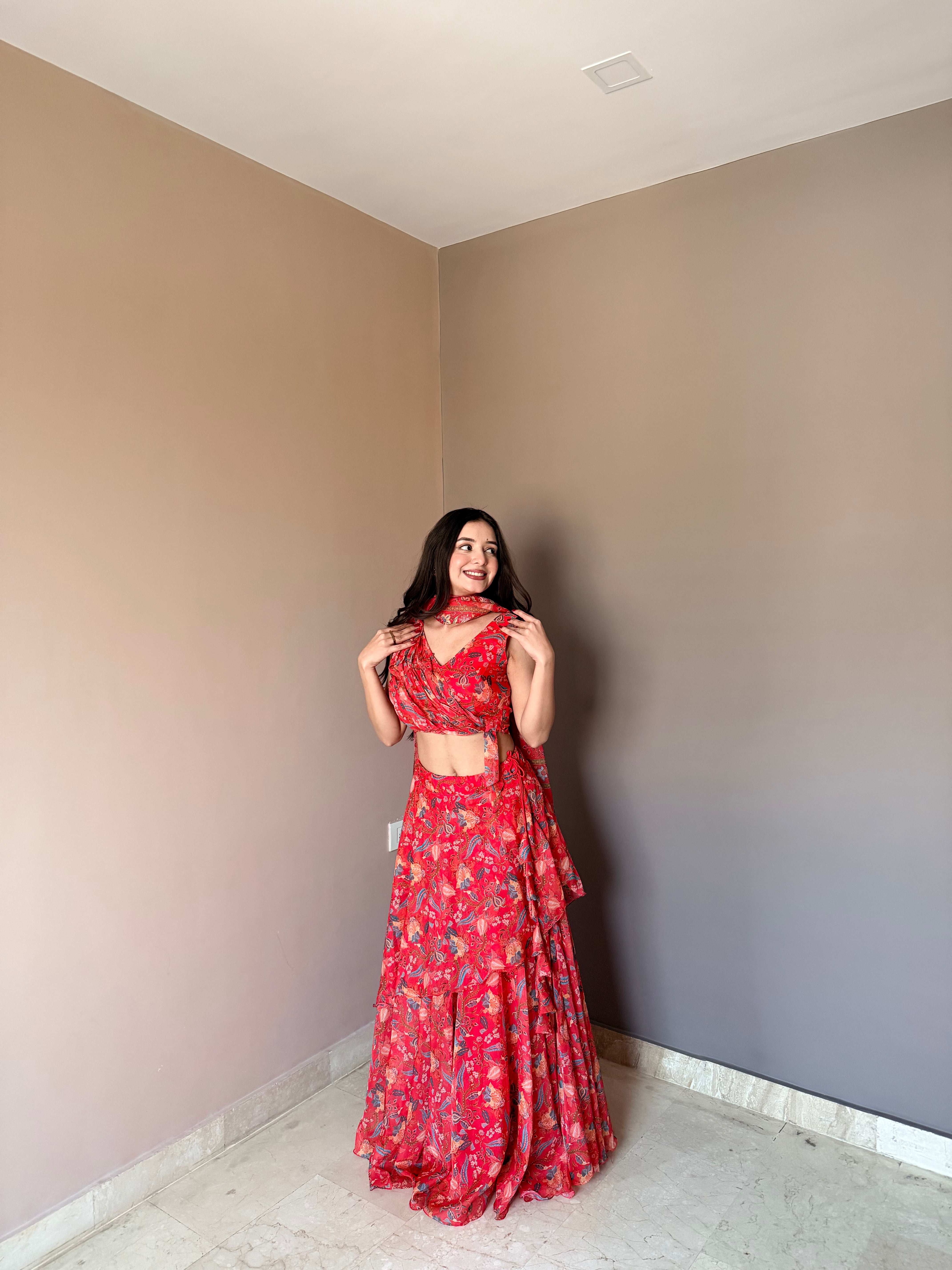 Designer Party Wear Floral Lehenga Choli Set