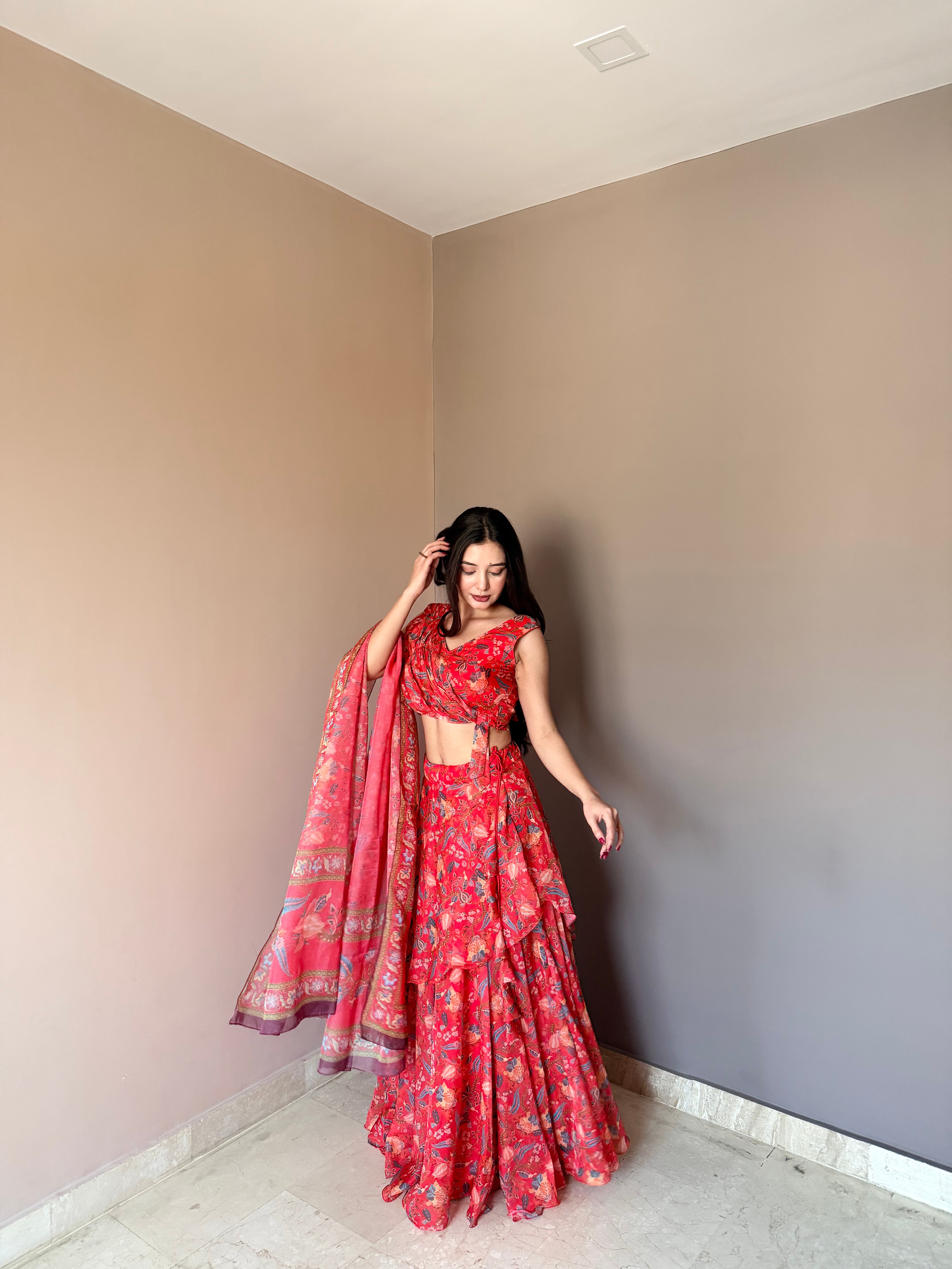 Designer Party Wear Floral Lehenga Choli Set