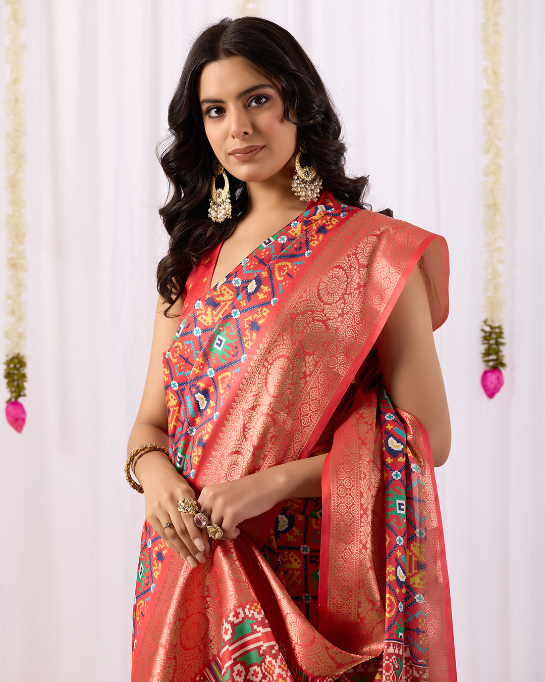 Soft Lichi Silk Saree with Rich Patola Weaving Design