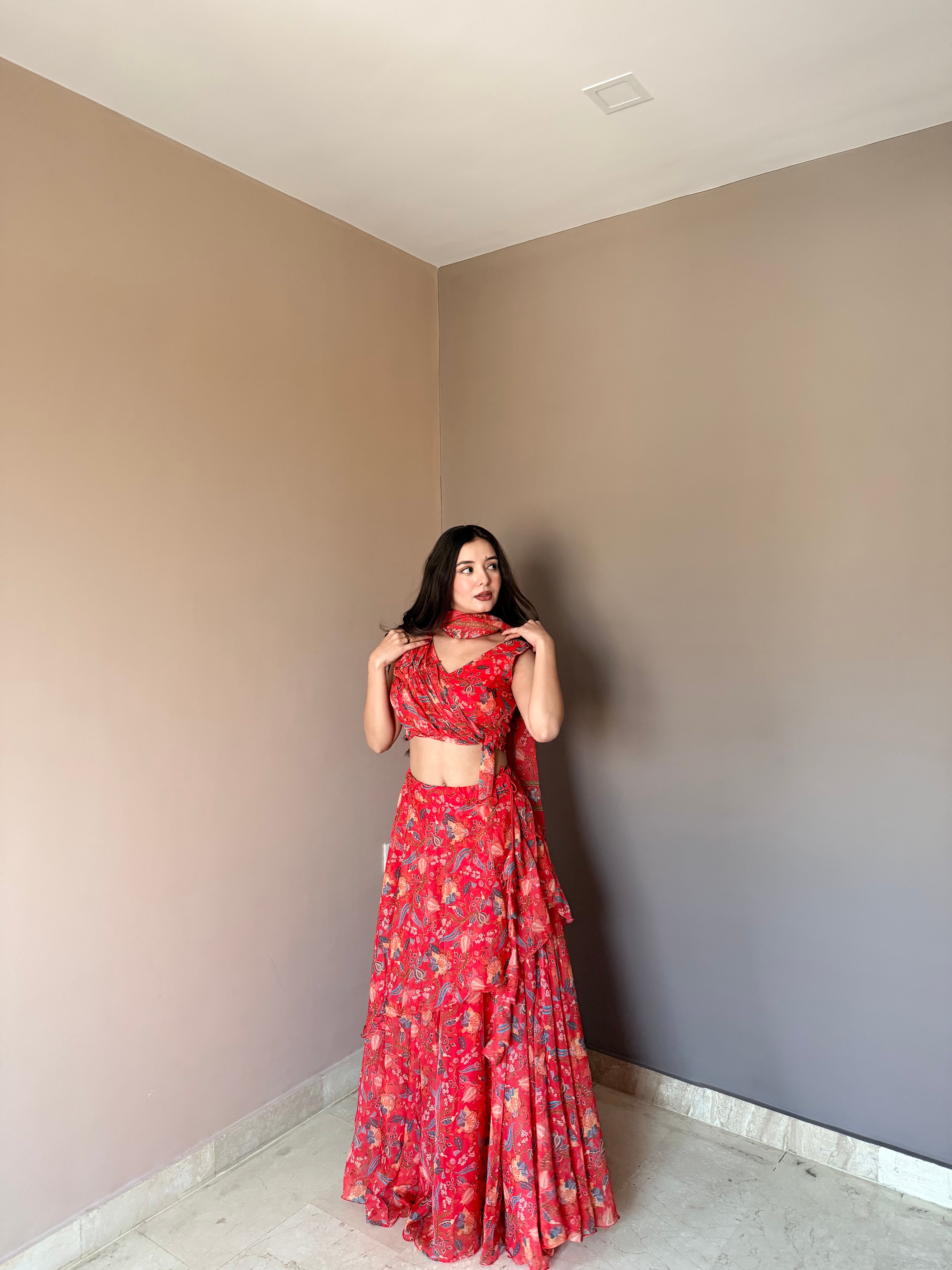 Designer Party Wear Floral Lehenga Choli Set