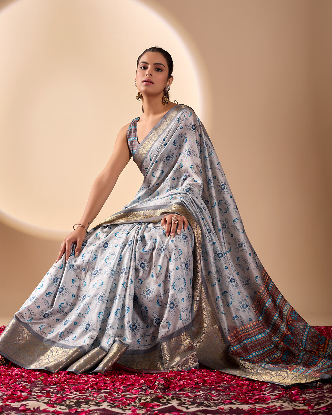 Premium Soft Lichi Silk Saree in Elegant Sea Green Shade, adorned with Artistic Abstract