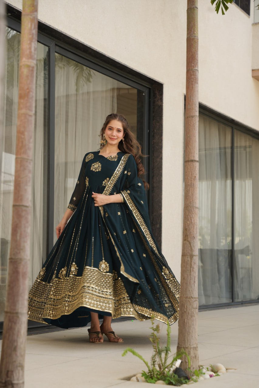Heavy Embroidered Anarkali Suit with Dupatta