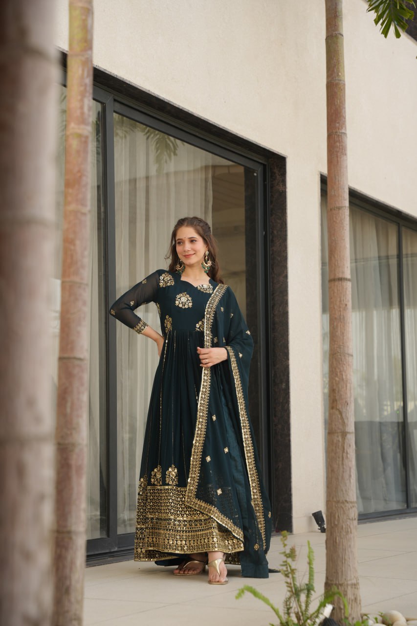 Heavy Embroidered Anarkali Suit with Dupatta