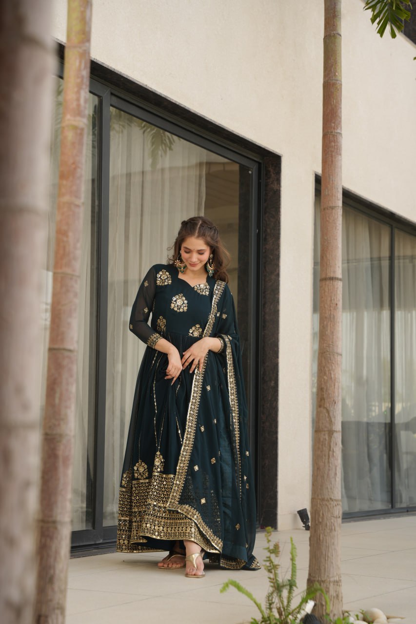 Heavy Embroidered Anarkali Suit with Dupatta