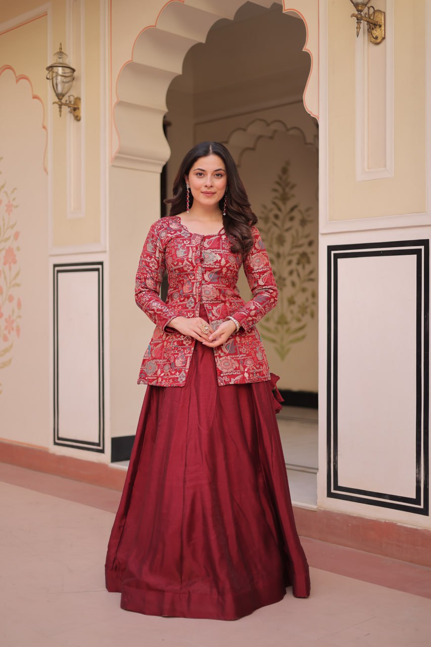 Regal Banarasi Silk Jacket Lehenga Set