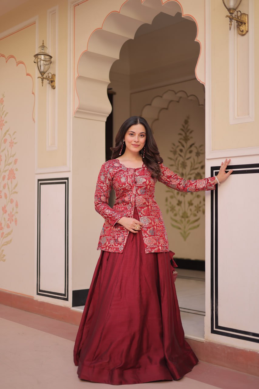 Regal Banarasi Silk Jacket Lehenga Set