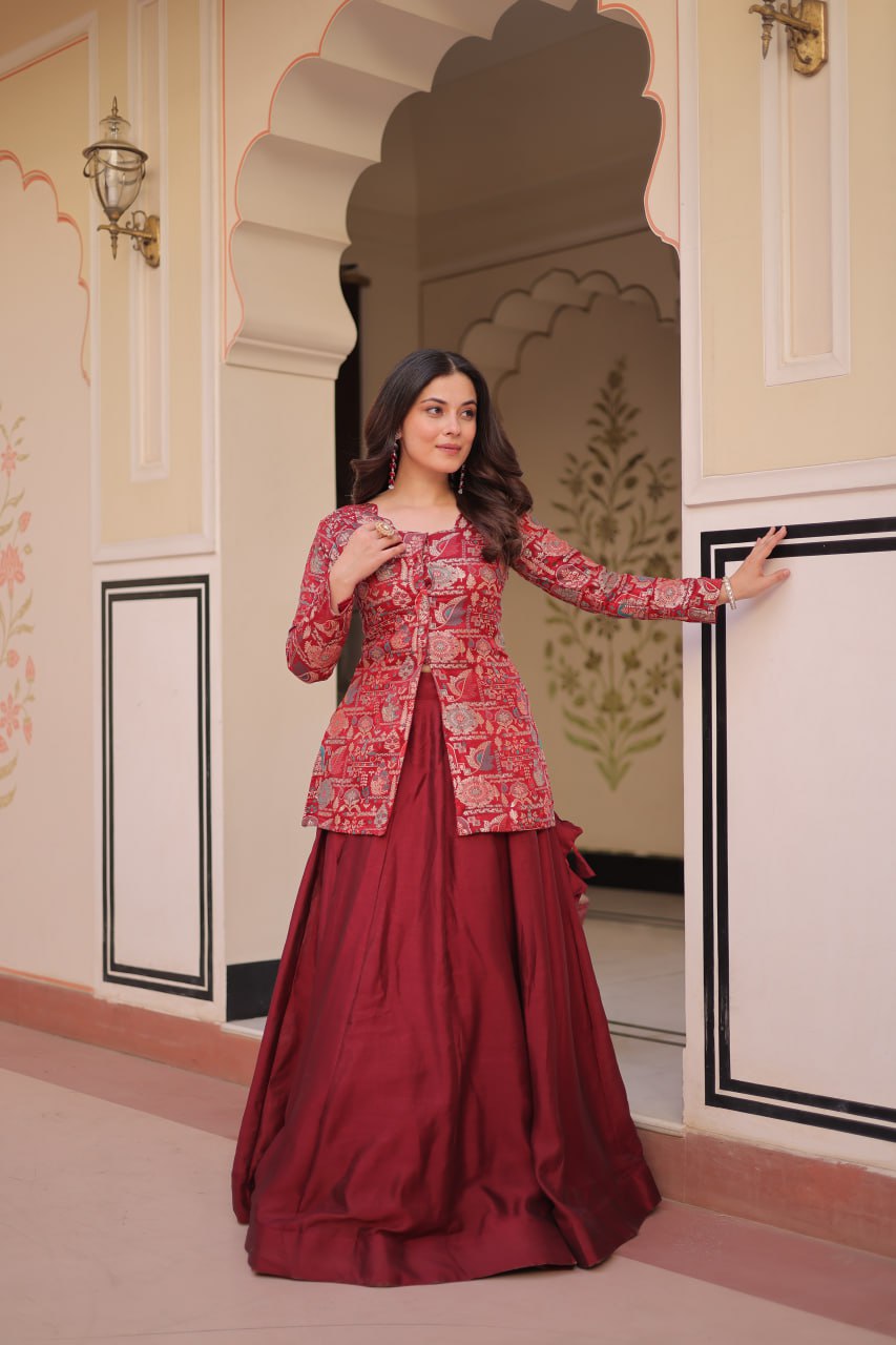 Regal Banarasi Silk Jacket Lehenga Set