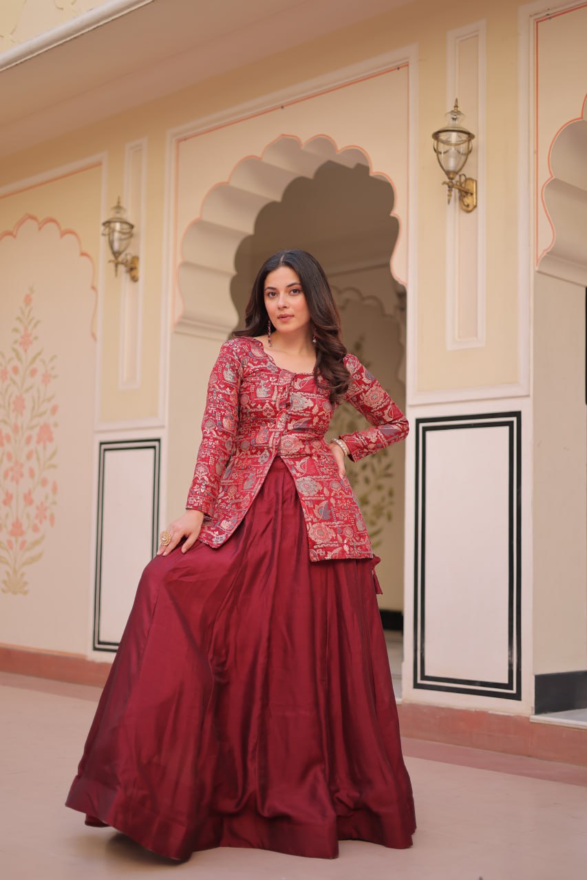 Regal Banarasi Silk Jacket Lehenga Set