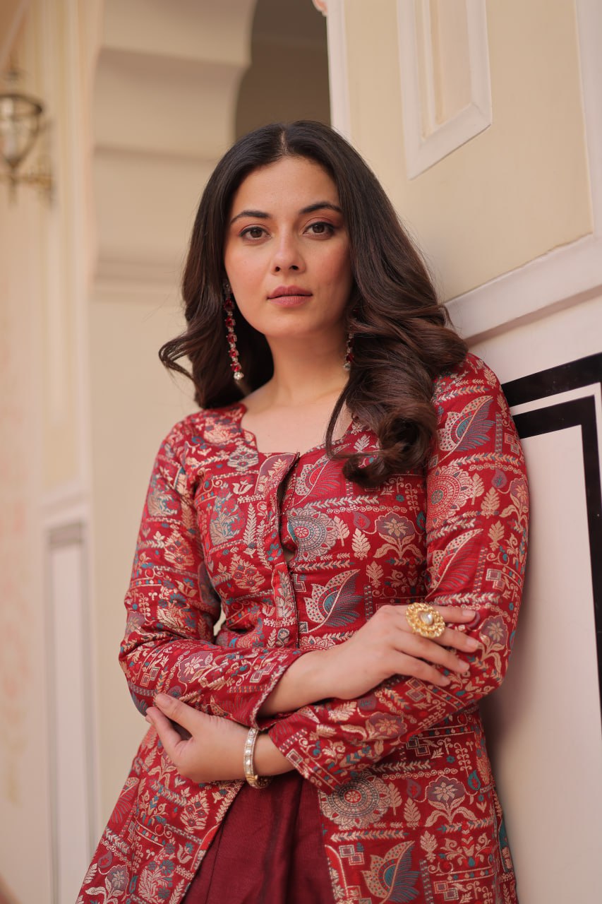 Regal Banarasi Silk Jacket Lehenga Set