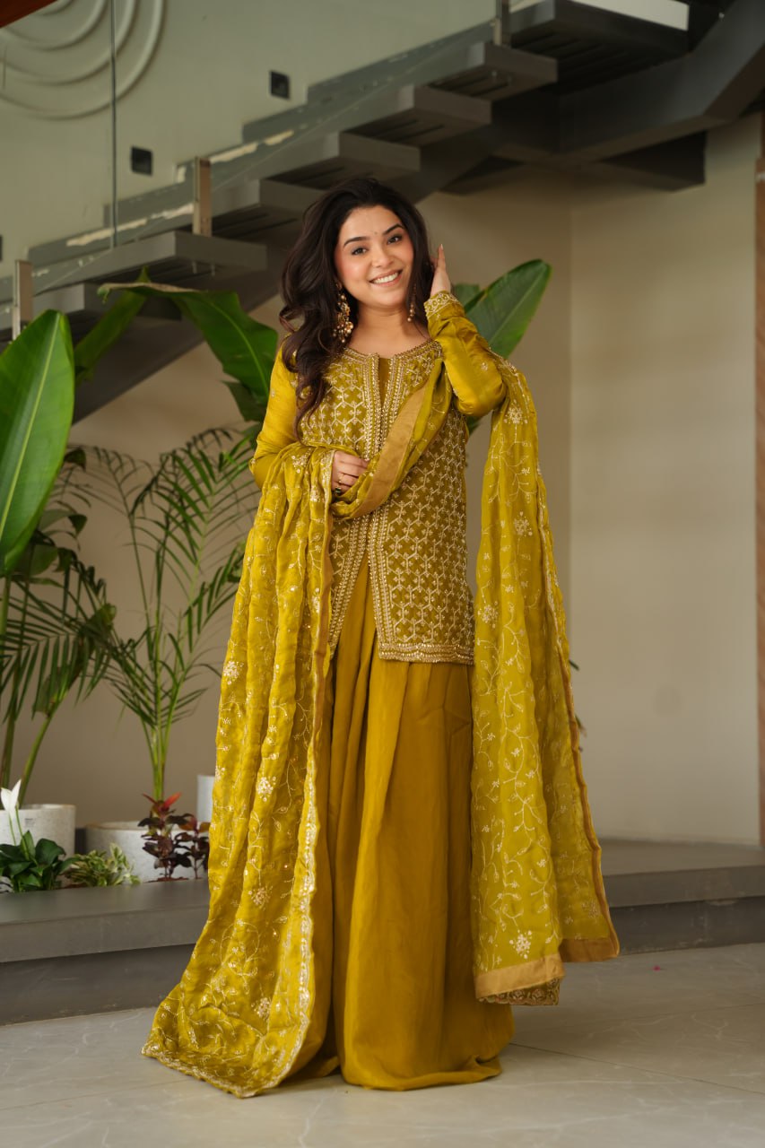 Embroidered Anarkali Suit with Intricate Dupatta Detailing