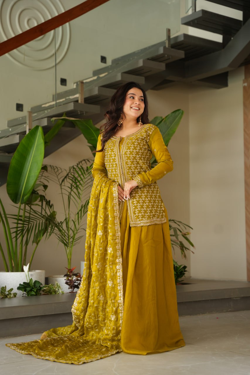 Embroidered Anarkali Suit with Intricate Dupatta Detailing