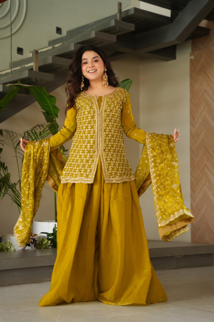 Embroidered Anarkali Suit with Intricate Dupatta Detailing