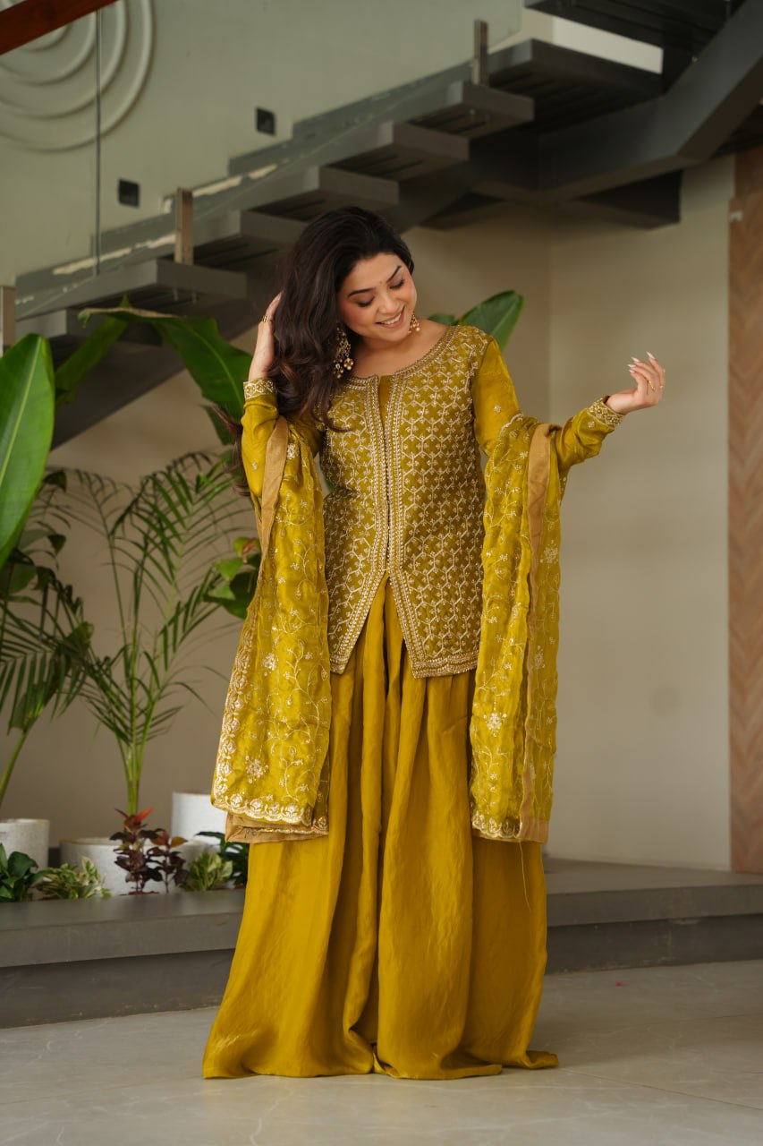 Embroidered Anarkali Suit with Intricate Dupatta Detailing