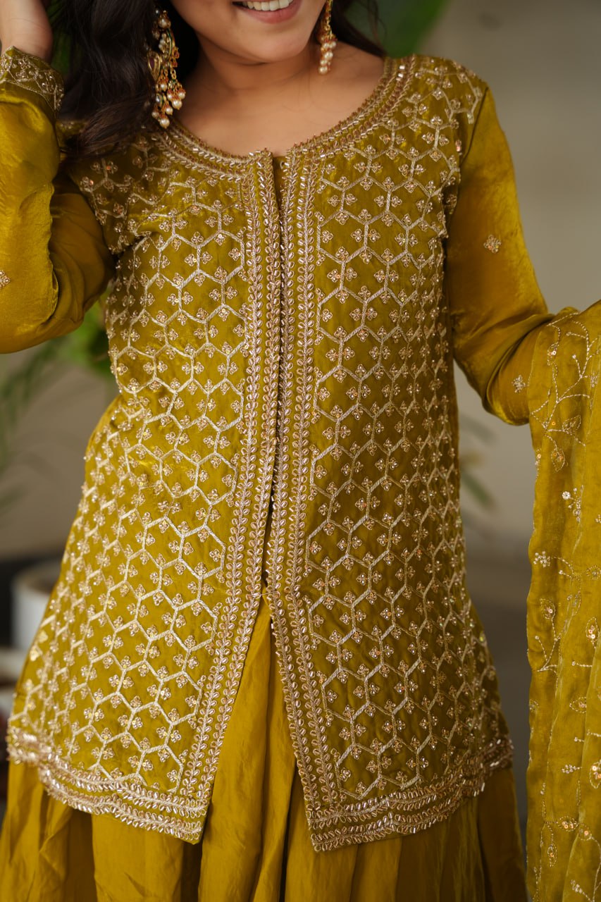 Embroidered Anarkali Suit with Intricate Dupatta Detailing