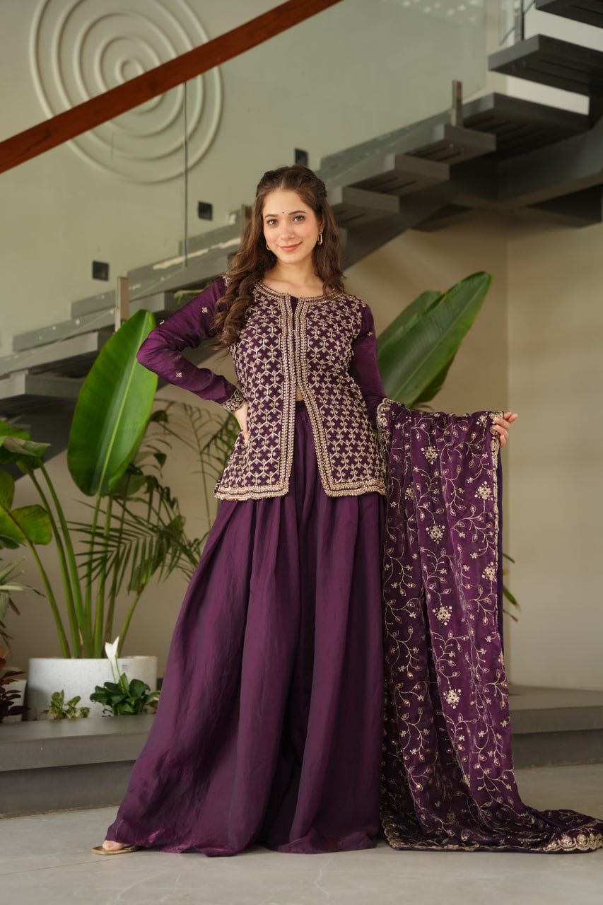 Embroidered Anarkali Suit with Intricate Dupatta Detailing