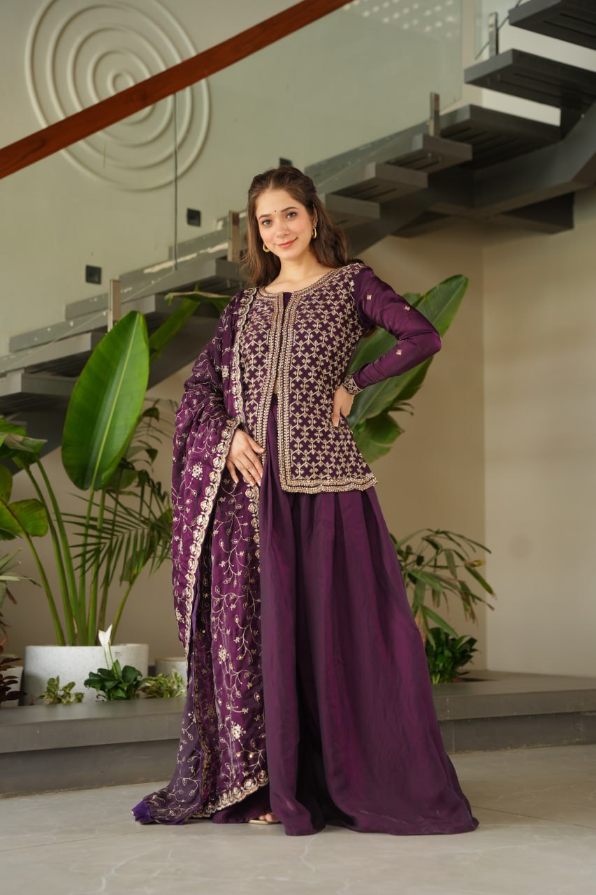 Embroidered Anarkali Suit with Intricate Dupatta Detailing
