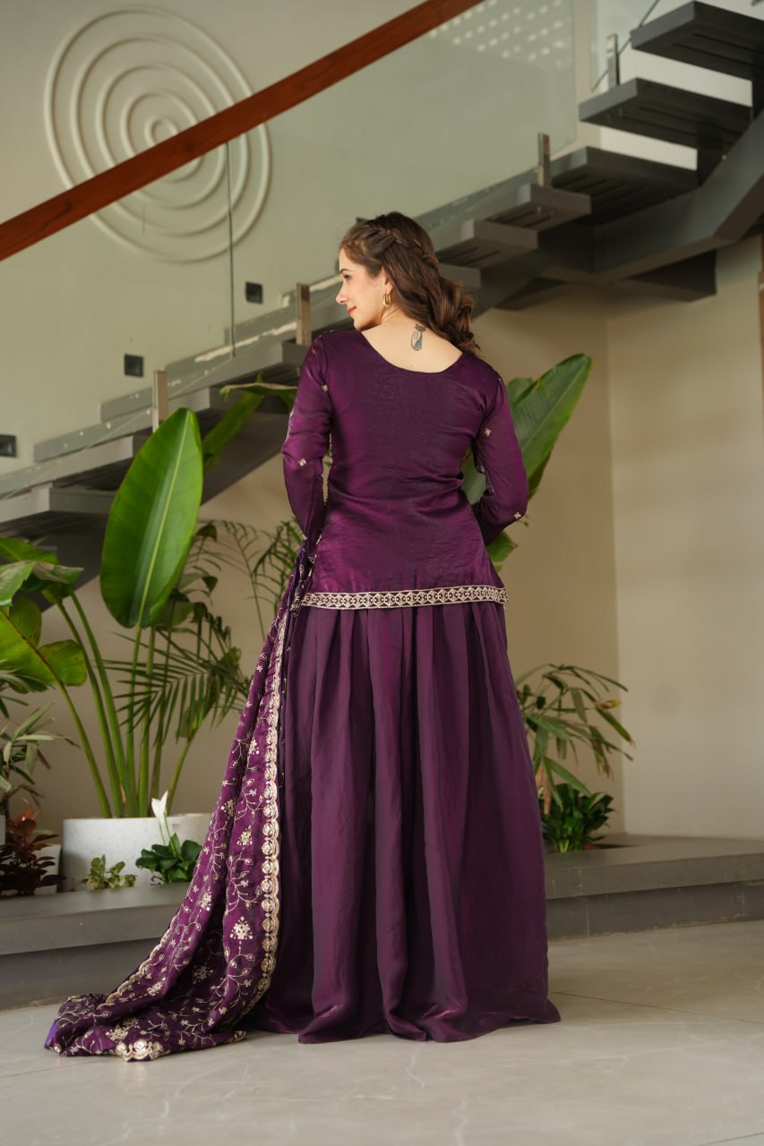 Embroidered Anarkali Suit with Intricate Dupatta Detailing