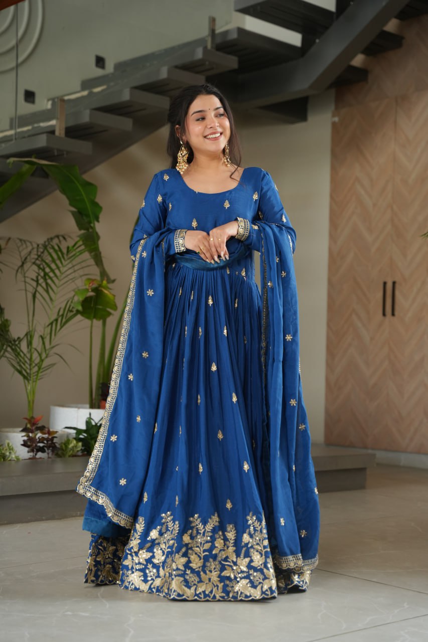 Elegant Embroidered Anarkali Suit with Dupatta