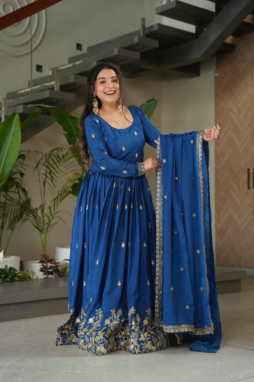 Elegant Embroidered Anarkali Suit with Dupatta