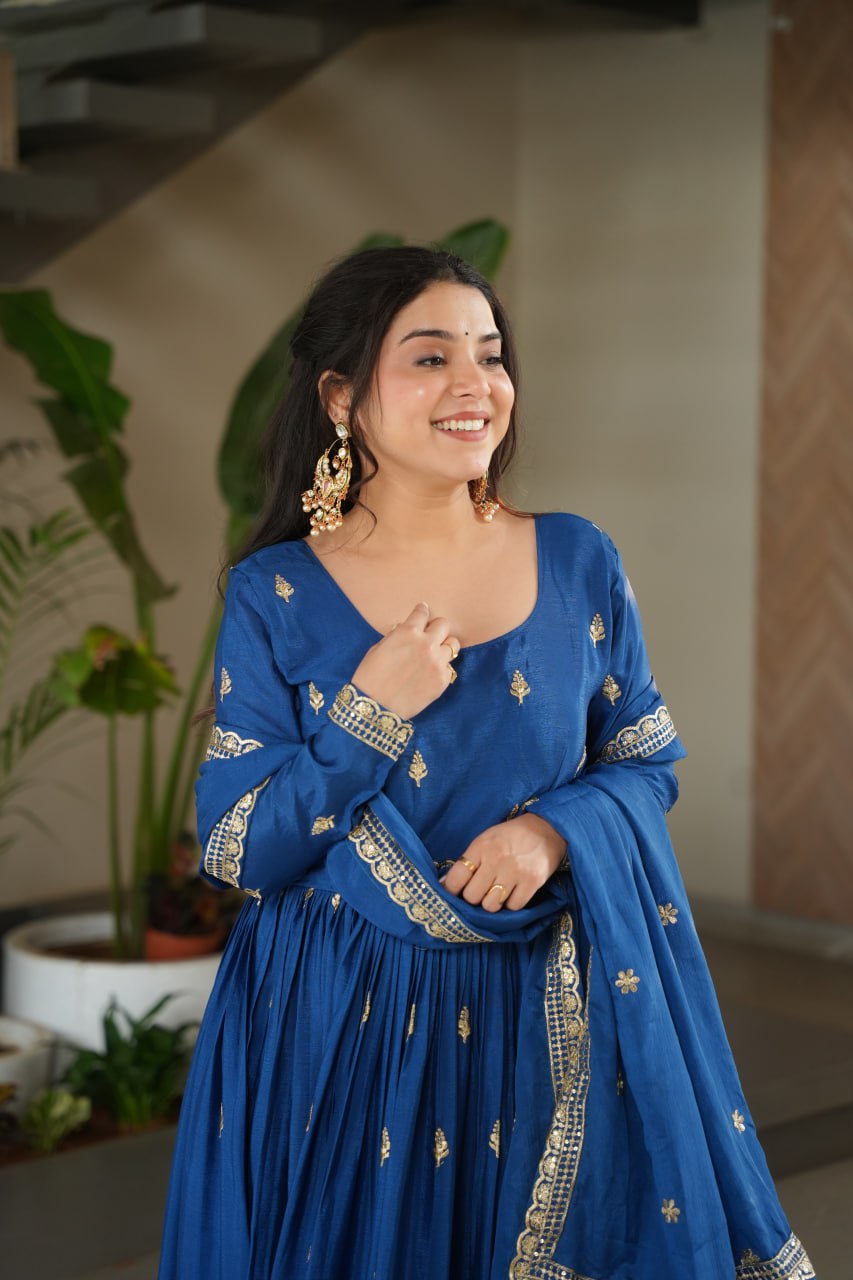 Elegant Embroidered Anarkali Suit with Dupatta