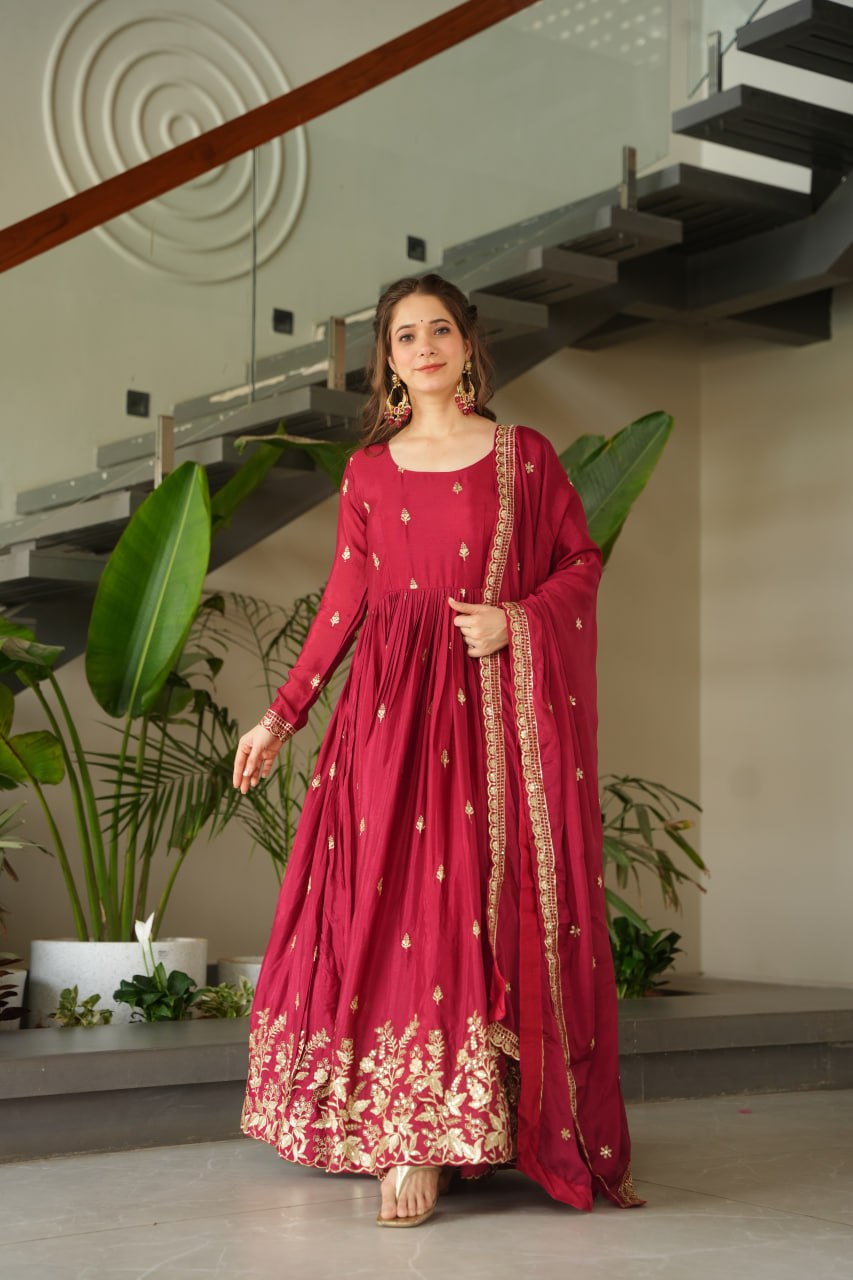 Elegant Embroidered Anarkali Suit with Dupatta