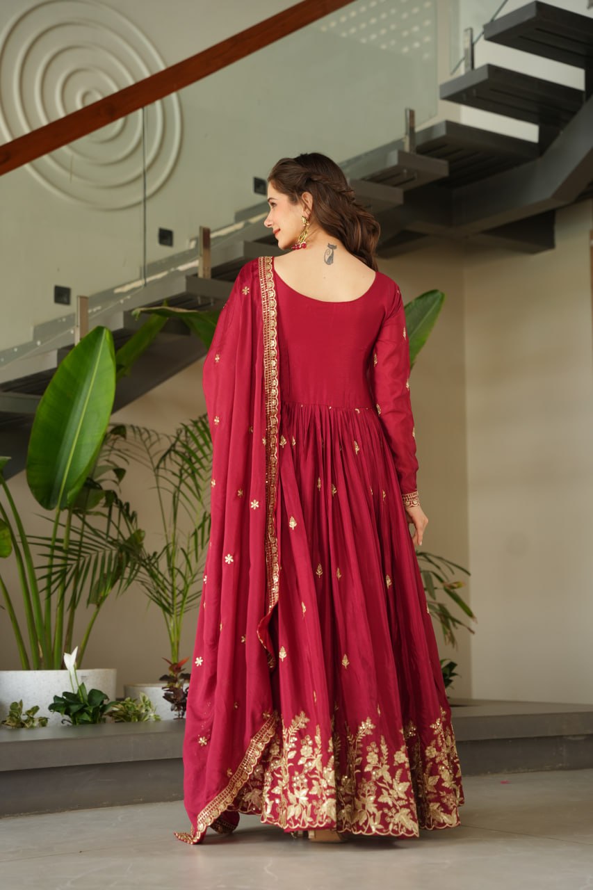 Elegant Embroidered Anarkali Suit with Dupatta