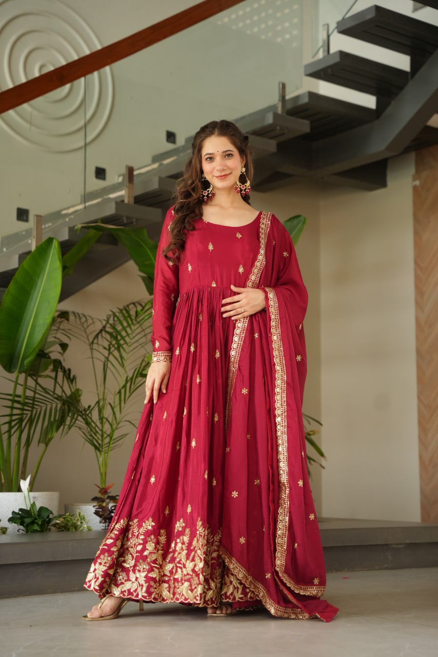 Elegant Embroidered Anarkali Suit with Dupatta