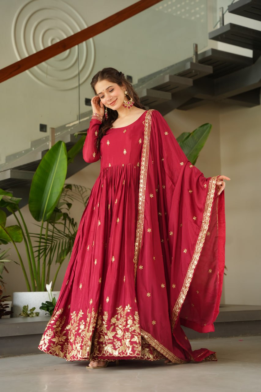 Elegant Embroidered Anarkali Suit with Dupatta