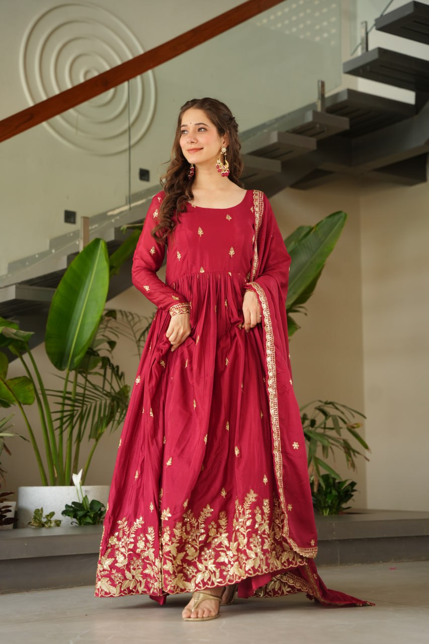 Elegant Embroidered Anarkali Suit with Dupatta