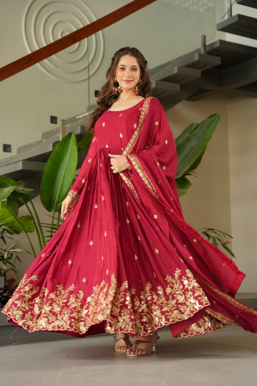 Elegant Embroidered Anarkali Suit with Dupatta