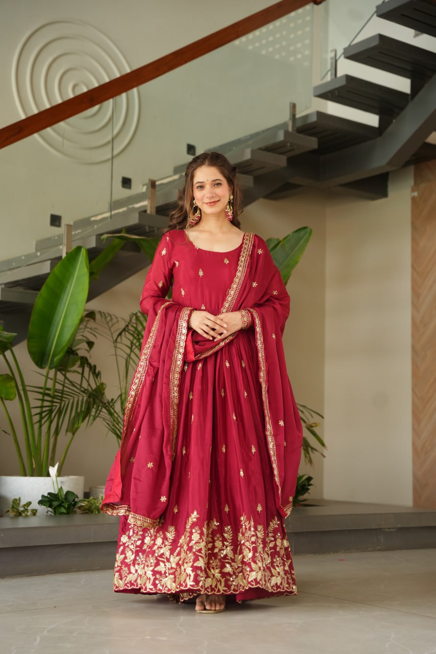 Elegant Embroidered Anarkali Suit with Dupatta