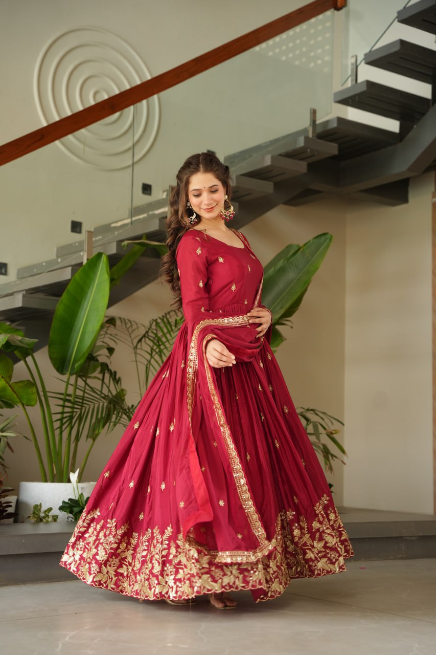 Elegant Embroidered Anarkali Suit with Dupatta